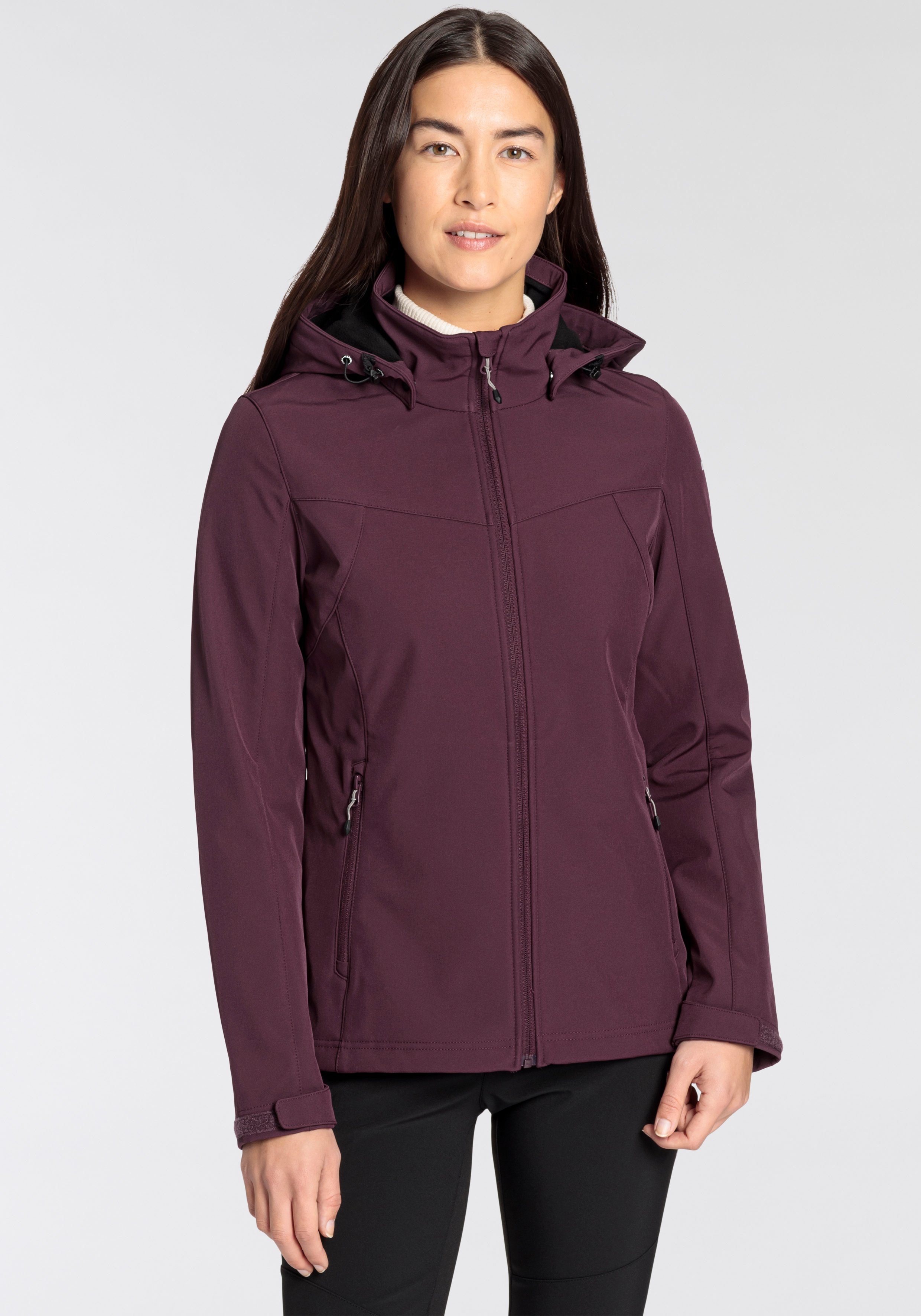 Softshelljacke D Stehkragen WINE mit BRENHAM SOFTSHELLJACKE hohem Icepeak