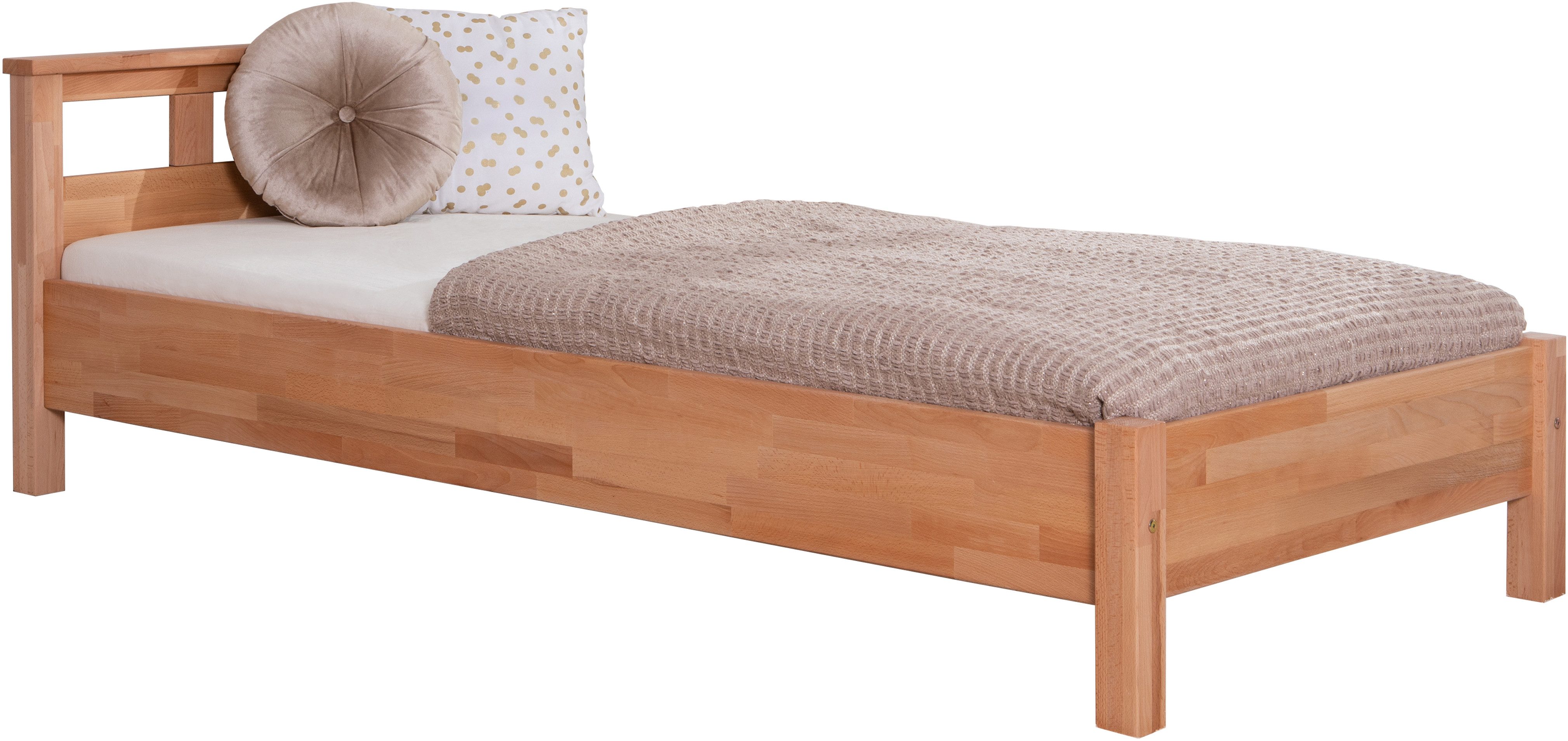 Ticaa Massivholzbett Merci, Doppelbett, aus Buche Massivholz, inkl. Rollrost