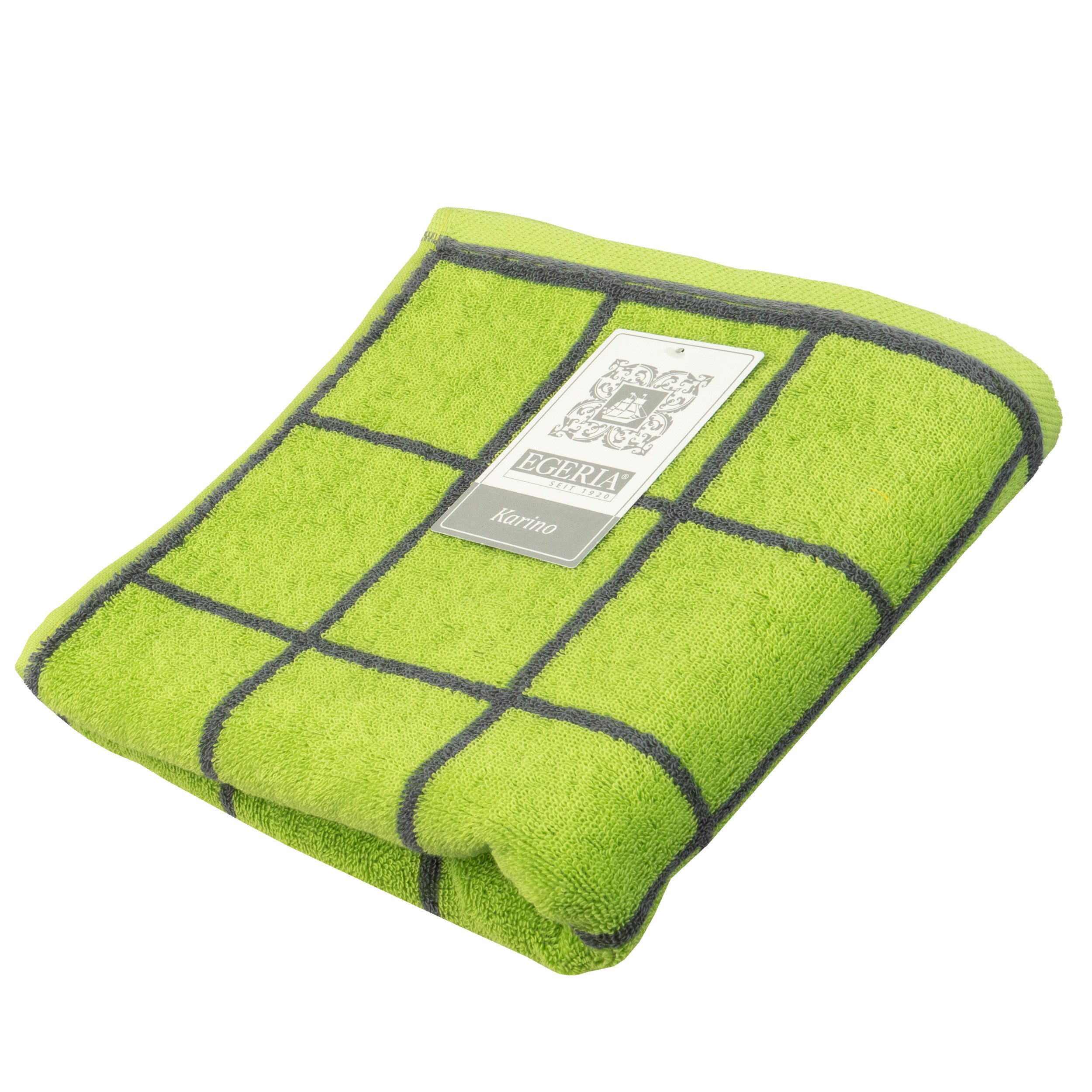 Egeria Handtuch Karino, Frottier (1-St), modern kariert, grün, grau