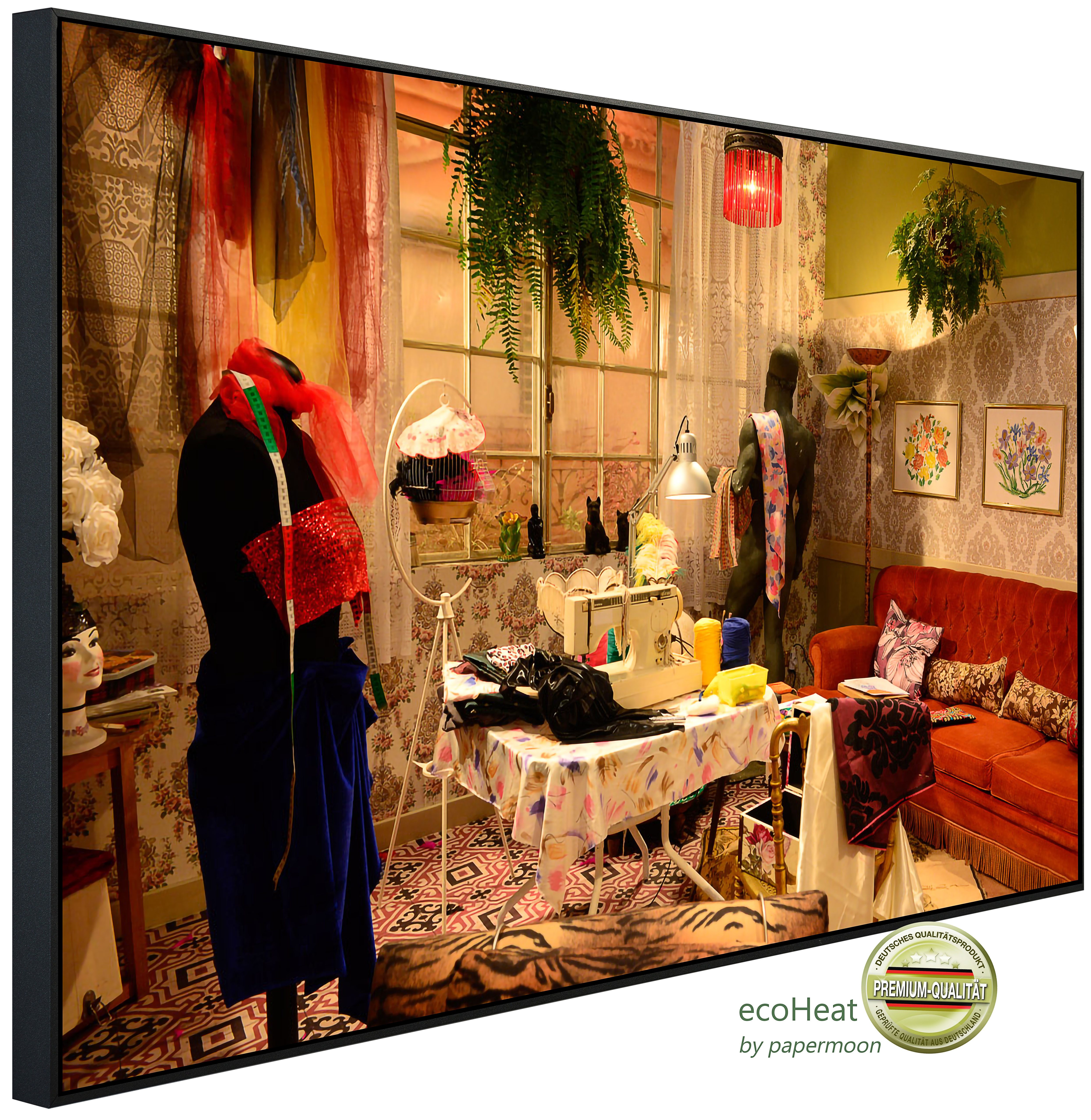 Papermoon Infrarotheizung INFRAROT-BILD-HEIZUNG, Retro Schneiderin Atelier, TÜV-Rheinland/GS zertifiziert, angenehme Strahlungswärme