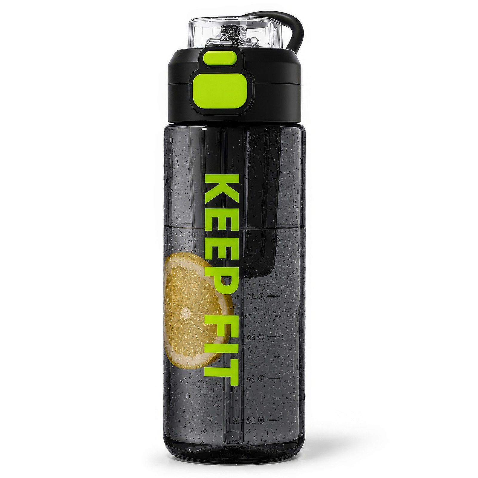 BlingBin Trinkflasche Auslaufsicher Wasserflasche 750ml, Sport Flasche mit Strohhalm, Trinkflasche mit Fruchteinsatz für Arbeit, Wandern, Yoga, Schule