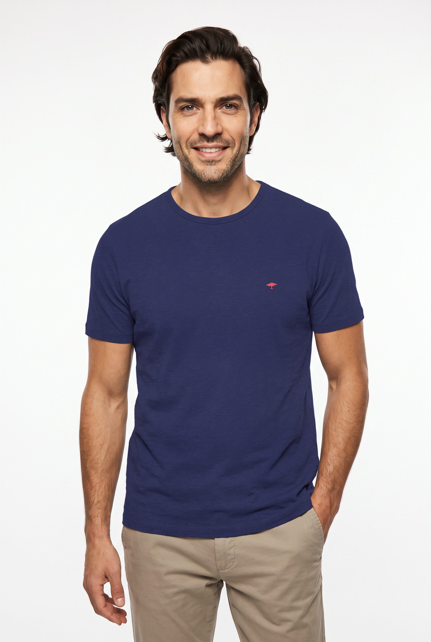 FYNCH-HATTON T-Shirt regular fit, unifarben, mit Logo Stickerei