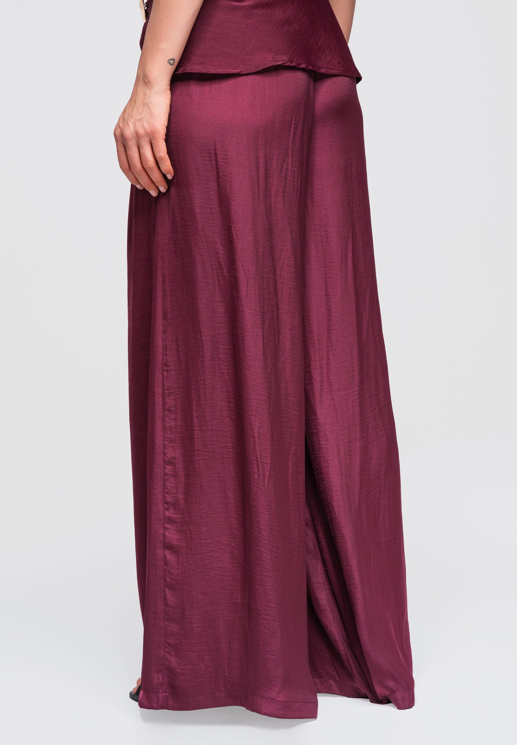 OMBRE Palazzohose Damen Palazzohose mit weitem Bein elegant Violett M (kein Set, 1-tlg)
