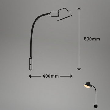 Briloner Leuchten Bettleuchte 2089-015, ohne Leuchtmittel, Schwenkbar, schwarz, E27 Fassung - max. 10W, 55 x 8 x 40 cm