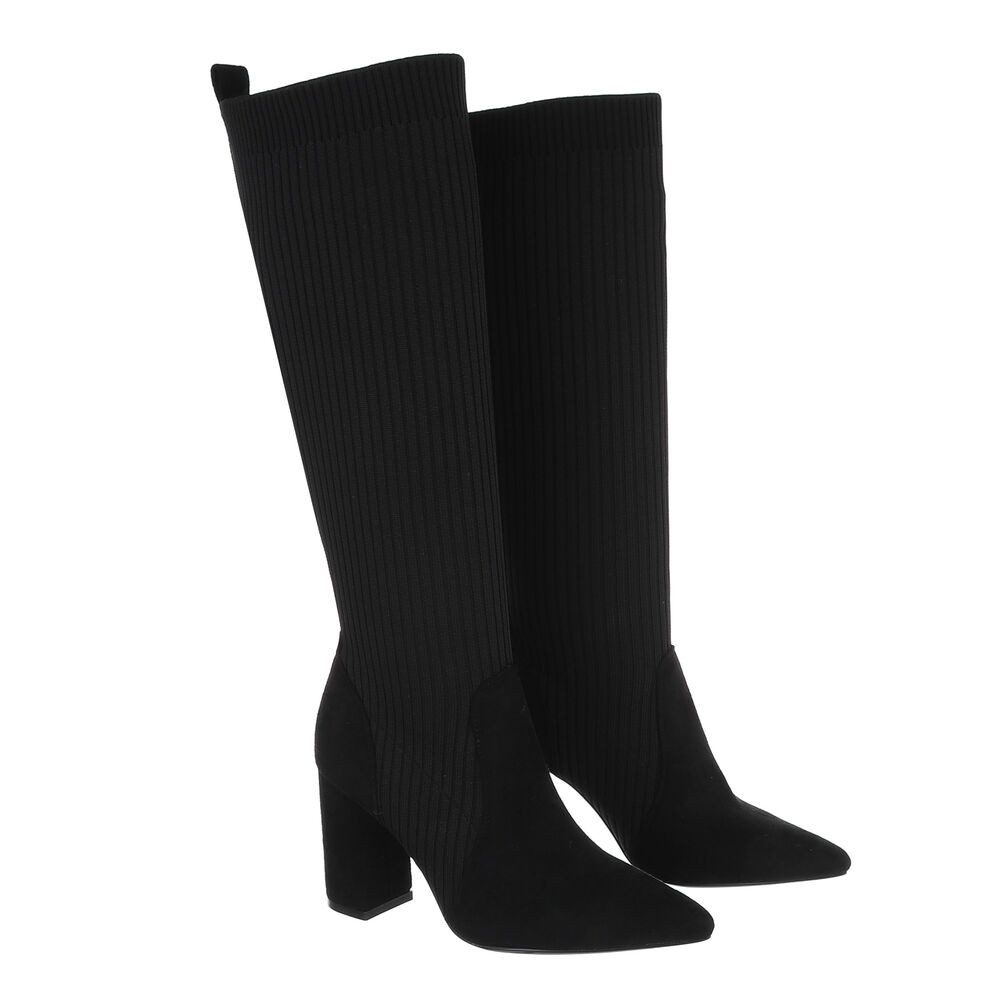 Ital-Design Damen Elegant High-Heel-Stiefel (87124683) Blockabsatz High-Heel Stiefel in Schwarz – Bild 4 von 4