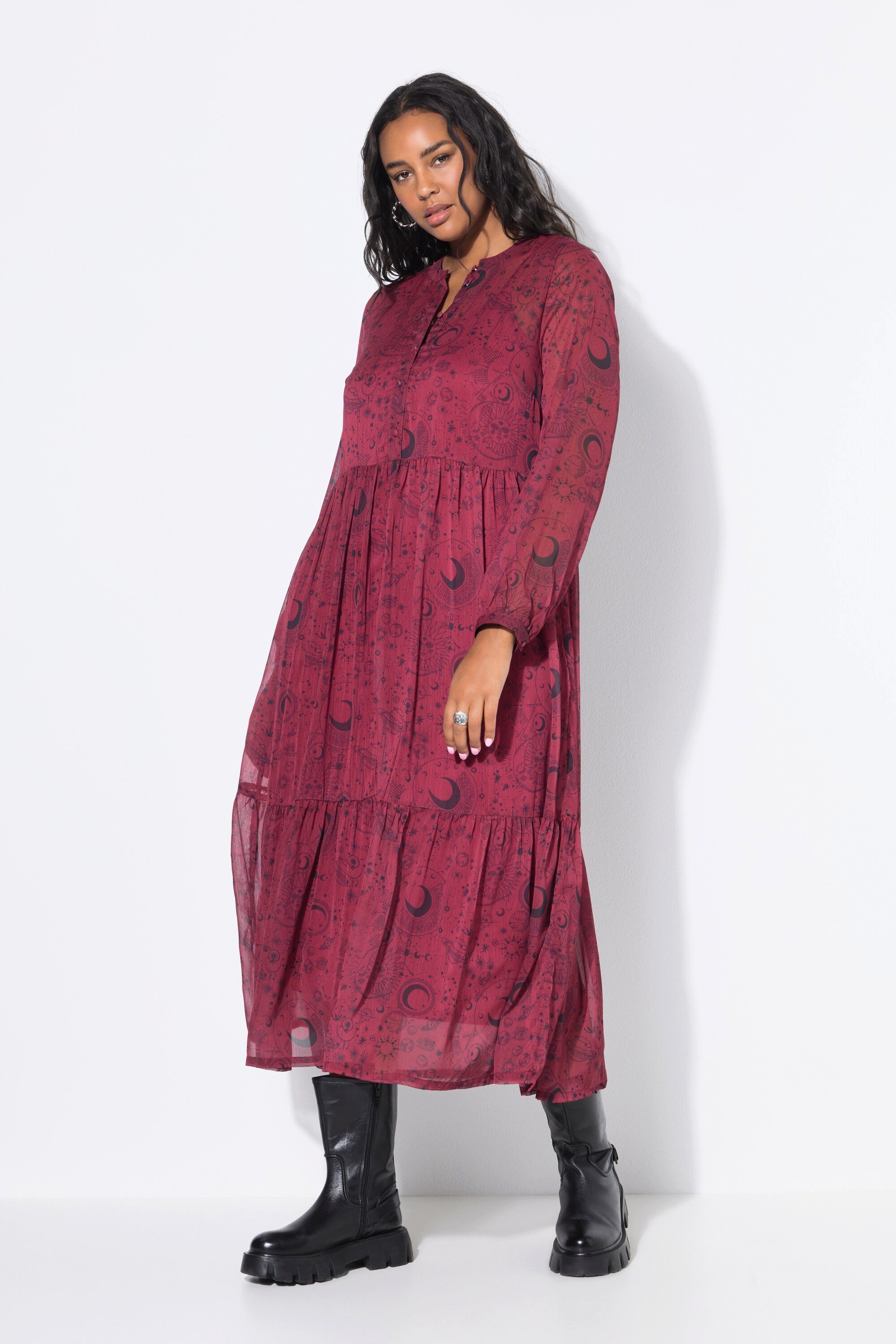 Jerseykleid Maxikleiddoppellagig Astroprint