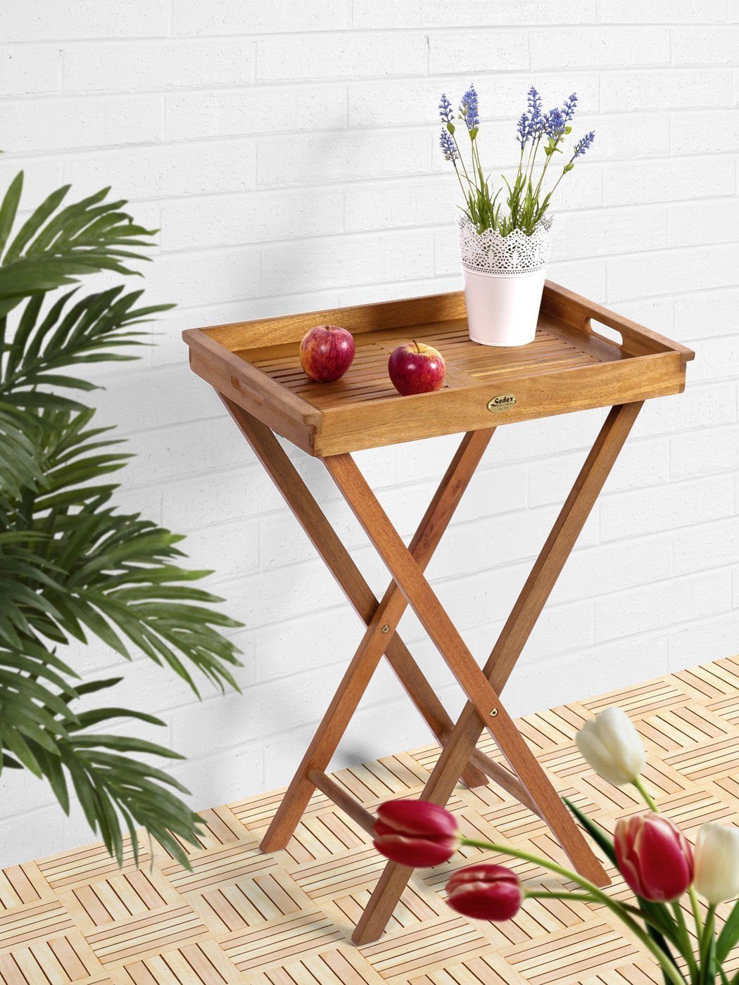 Sedex Klapptisch Klapptisch mit Tablett Delhi aus Eukalyptusholz