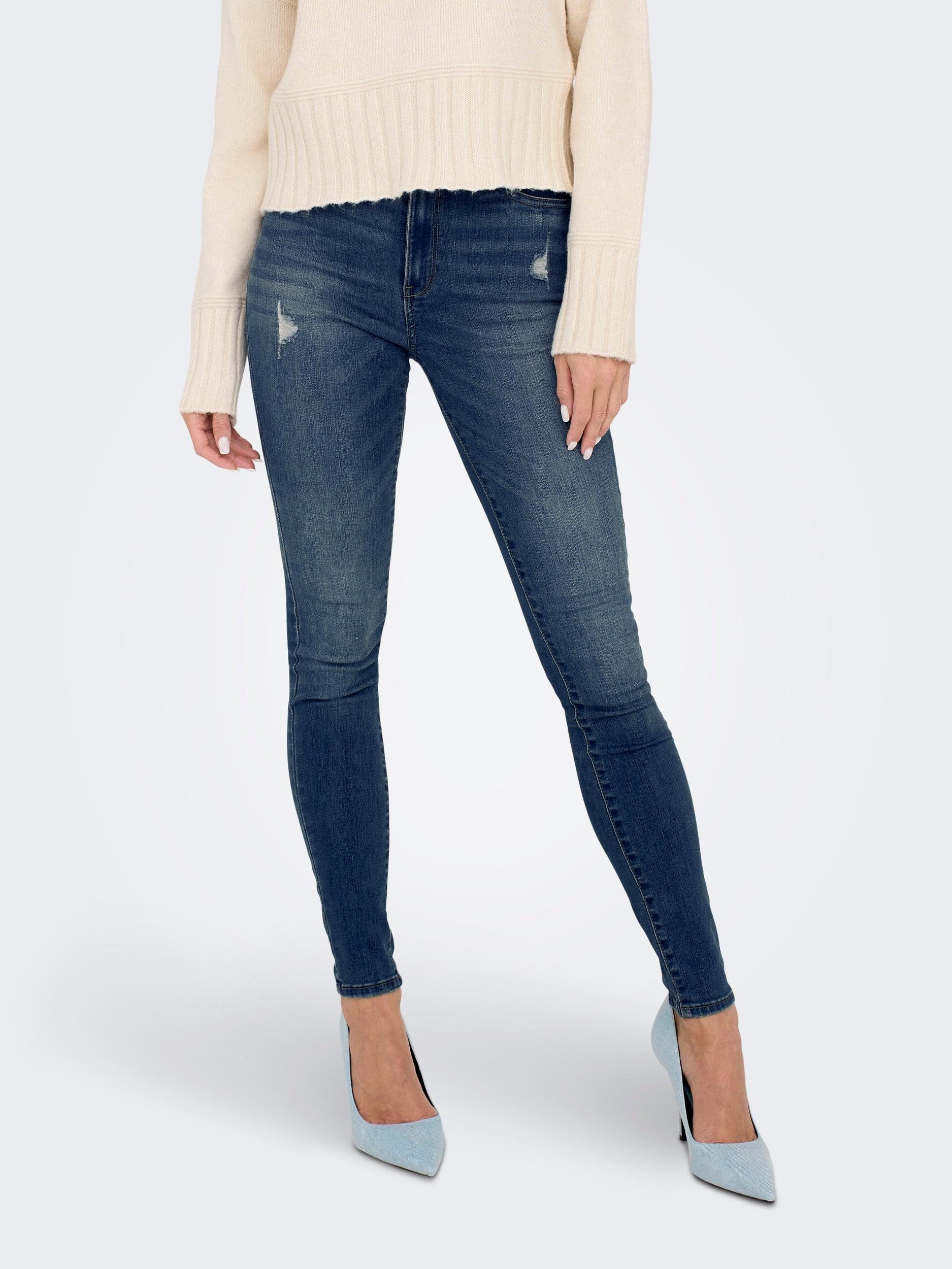ONLY Skinny-fit-Jeans ONLROSE – Skinny-Jeans mit hoher Taille und modischer Waschung skinny fit, modisch, Denim, Baumwollmischung