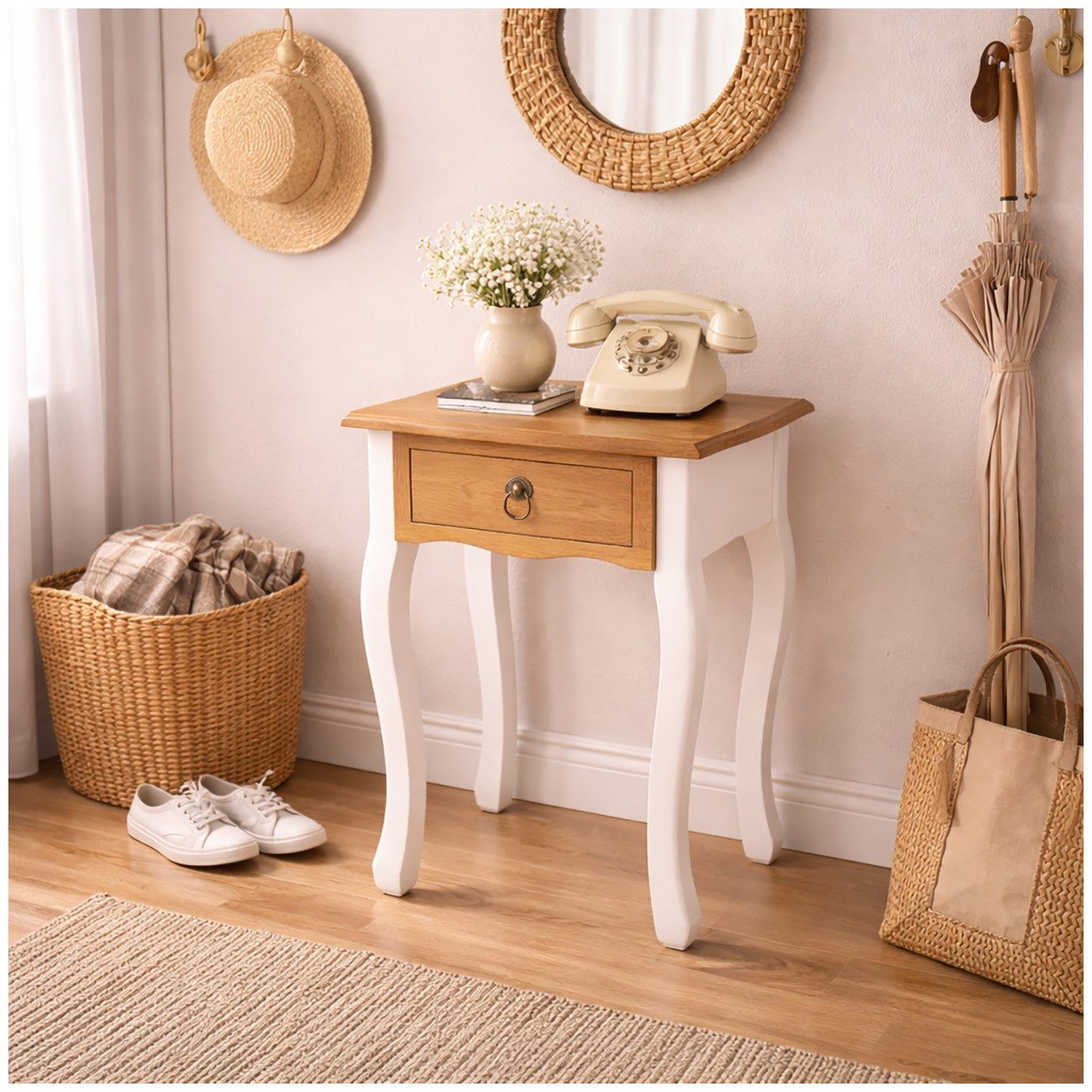 HTI-Living Beistelltisch Beistelltisch mit Schublade Retro (Stück, 1-St., 1 Beistelltisch), Nachttisch Nachtschrank Telefontisch