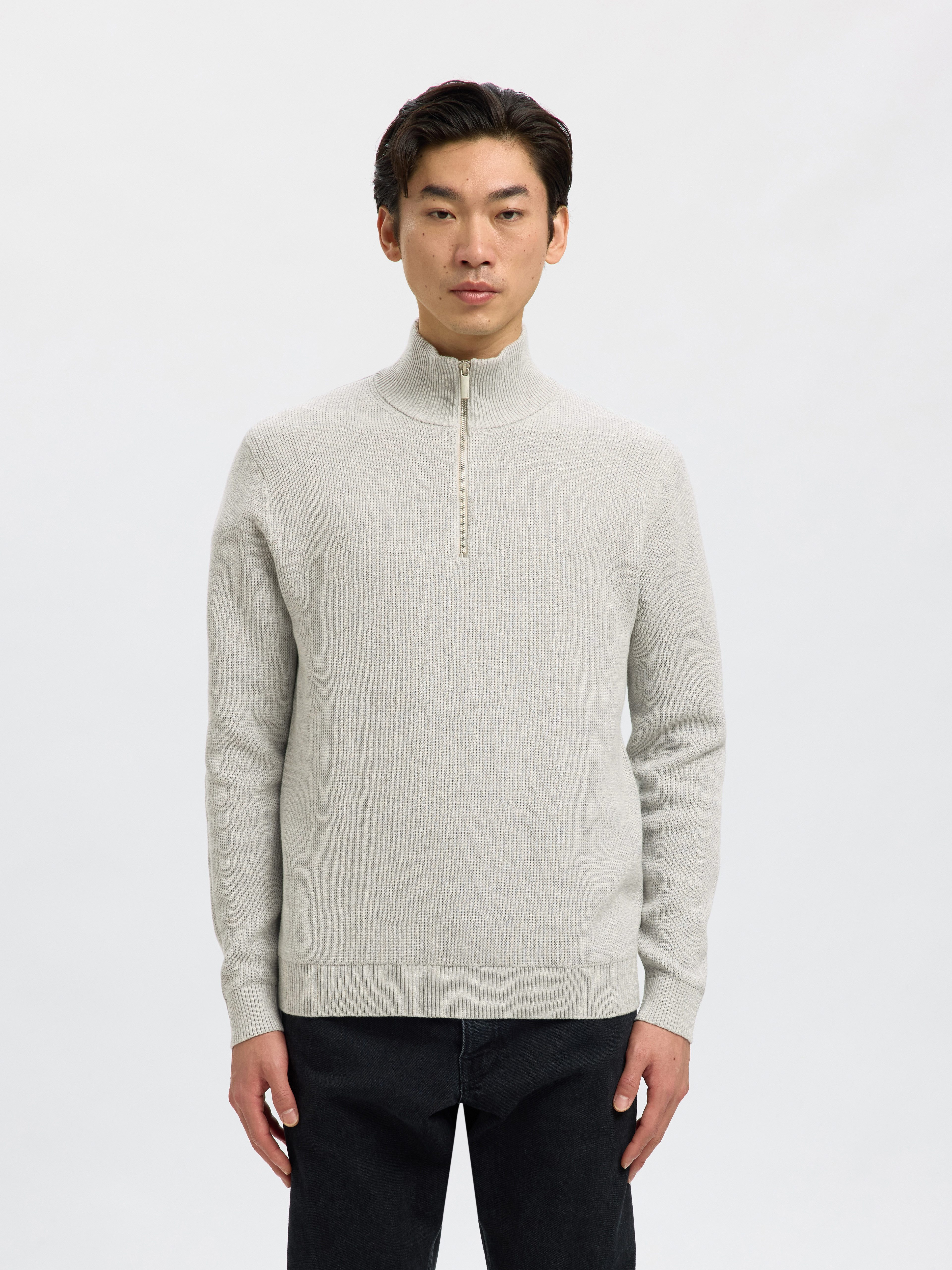 Selected Troyer SLHDANE LS KNIT STRUCTURE HALF ZIP NOOS Baumwolle, regular günstig online kaufen