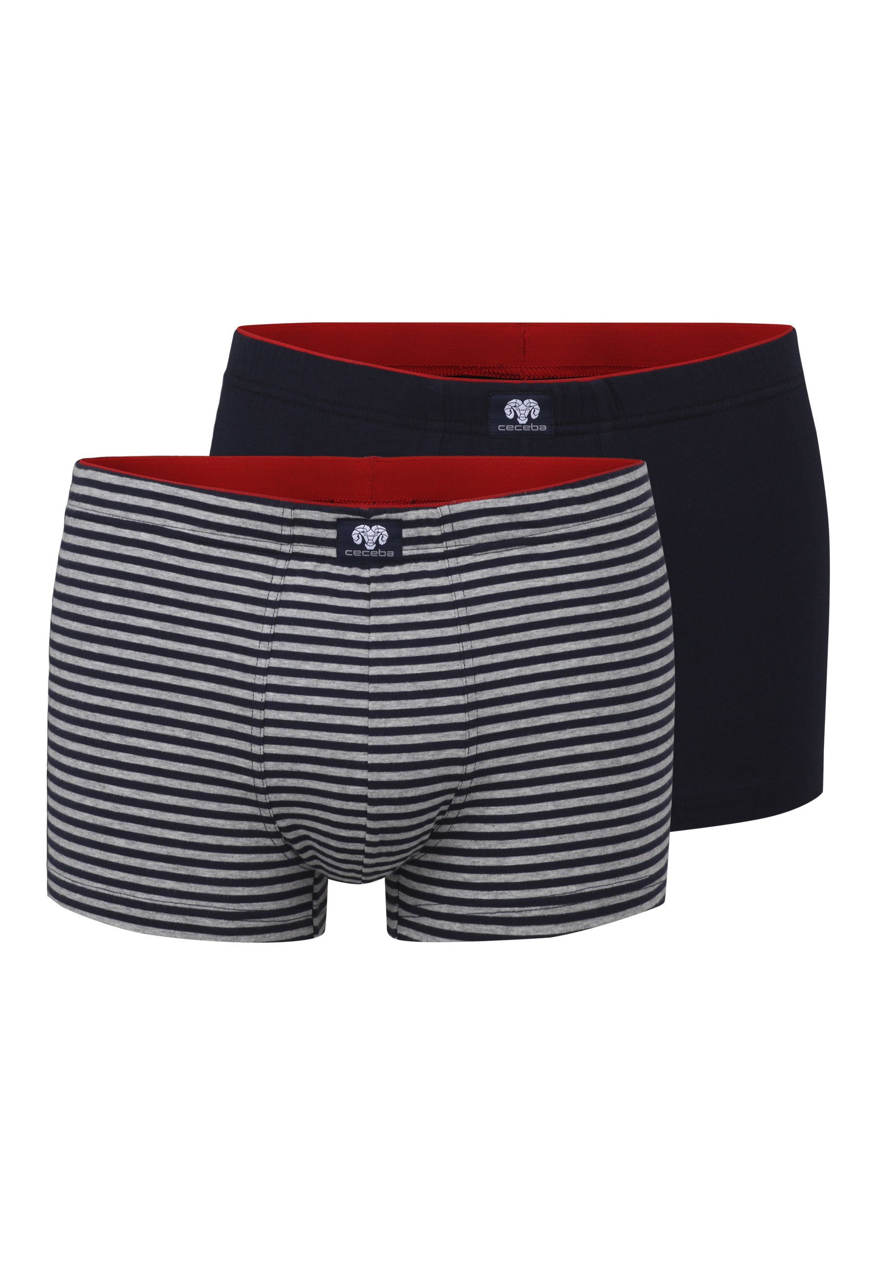 CECEBA Boxershorts CECEBA Herren Pants blau melange 2er Pack (2-St)