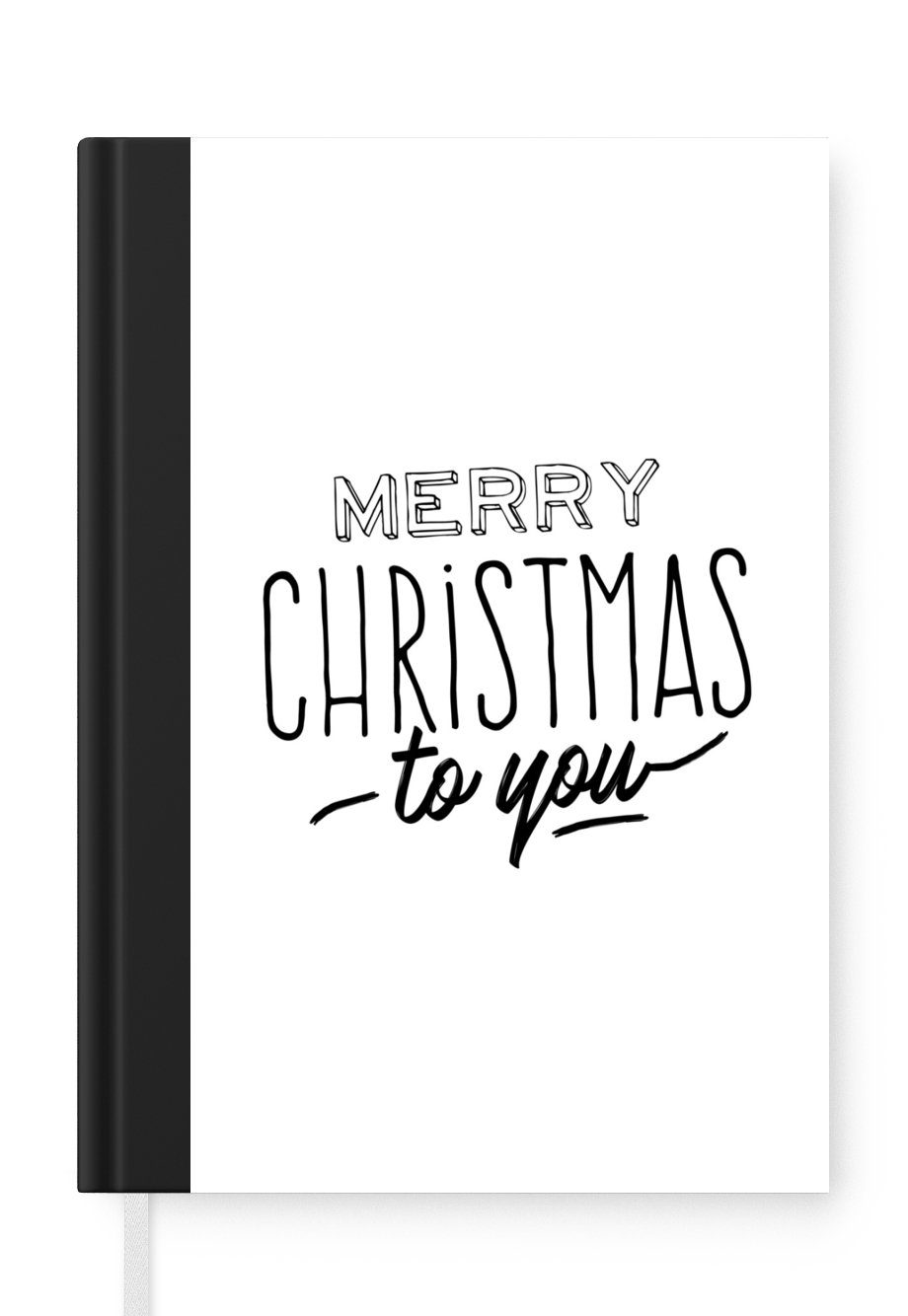 MuchoWow Notizbuch Zitat für Weihnachten "Frohe Weihnachten für Sie" auf weißem, Journal, Merkzettel, Tagebuch, Notizheft, A5, 98 Seiten, Haushaltsbuch