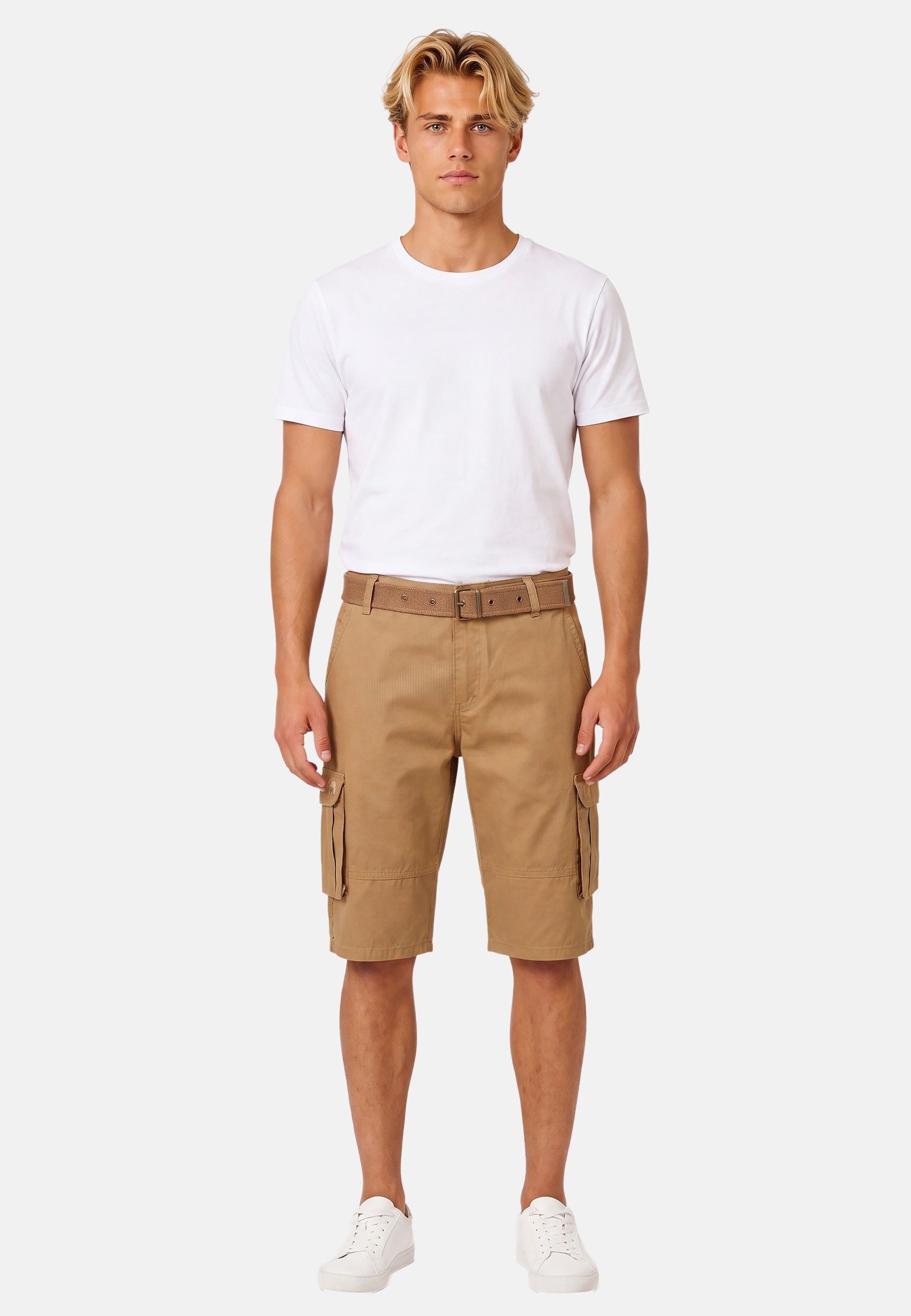 Shorts Herren Cargo mit Gürtel – Kurze Outdoor Hose aus Baumwolle