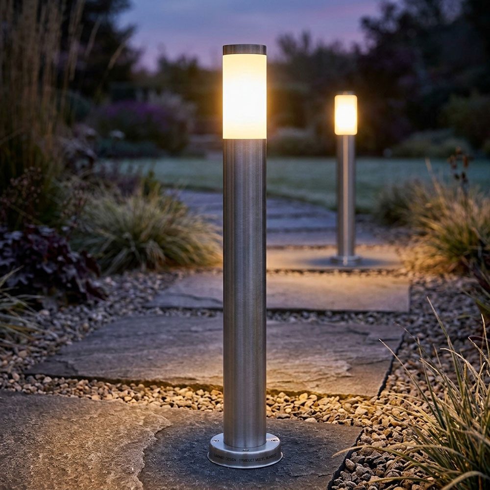 GLOBO LIGHTING Außen-Stehlampe, Leuchtmittel nicht inklusive, 2er Set Außen Steh Leuchten Edelstahl Garten Weg Außen