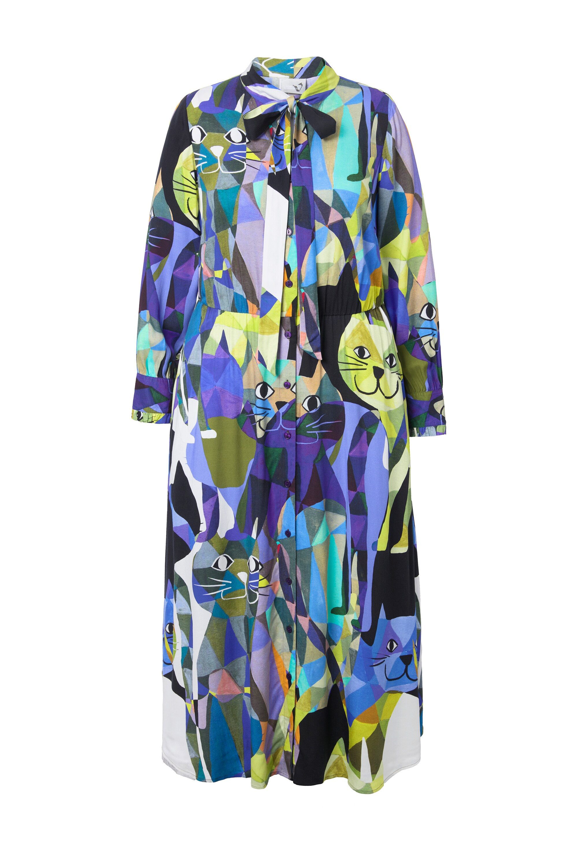 Ulla Popken Jerseykleid Maxikleid A-Linie V-Ausschnitt Schluppe Langarm günstig online kaufen