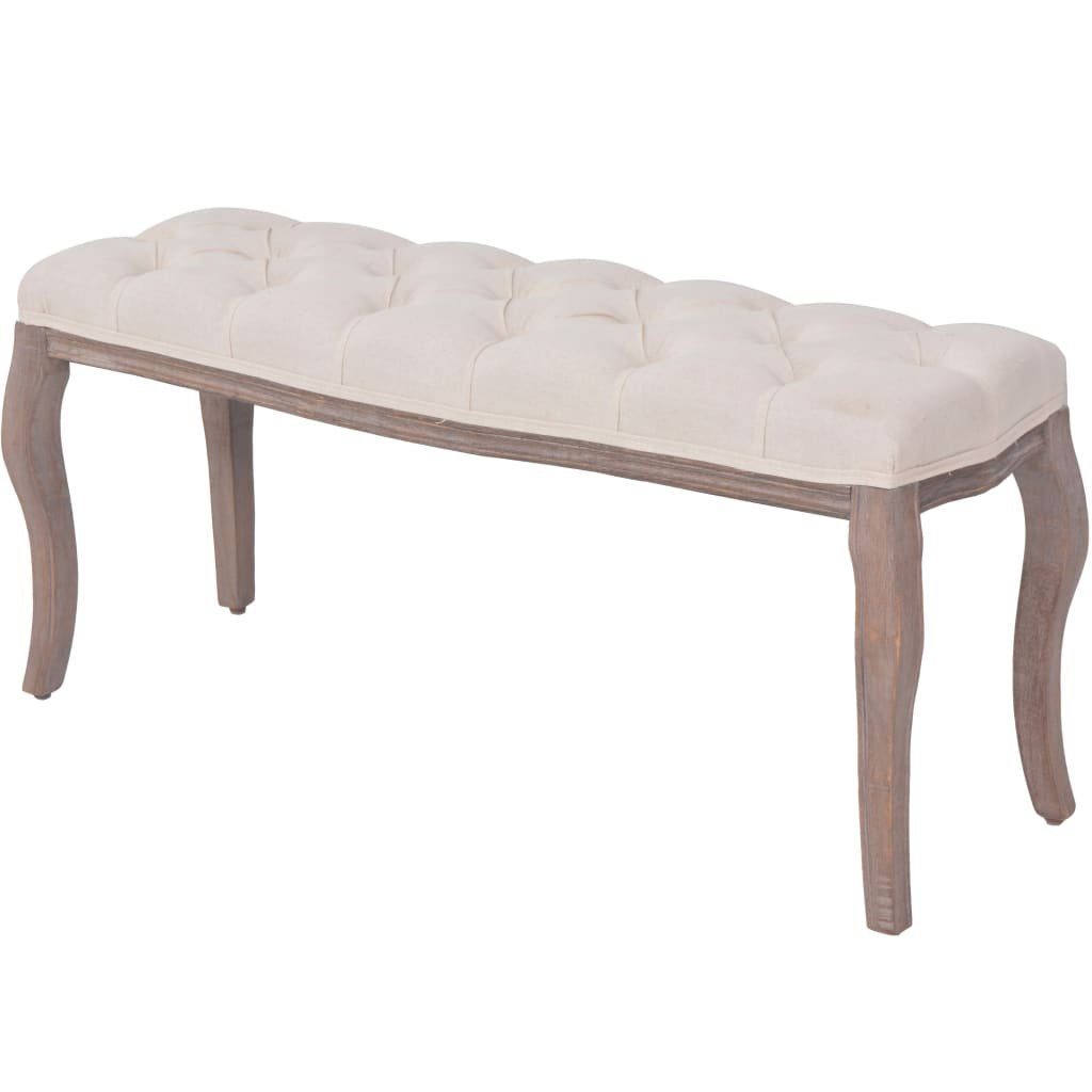 furnicato Truhenbank Luxuriöse Sitzbank Cremeweiß 110x38x48 cm mit Massivholz-Rahmen, Gepolsterter Hocker im antiken Stil für den Wohnraum, belastbar