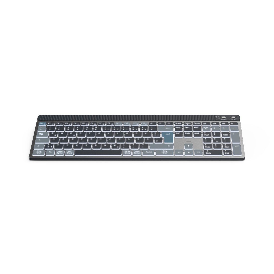 Hama Tastatur WK-750 (kabellos, beleuchtet, QUERTZ, Multi-Device) Tastatur
