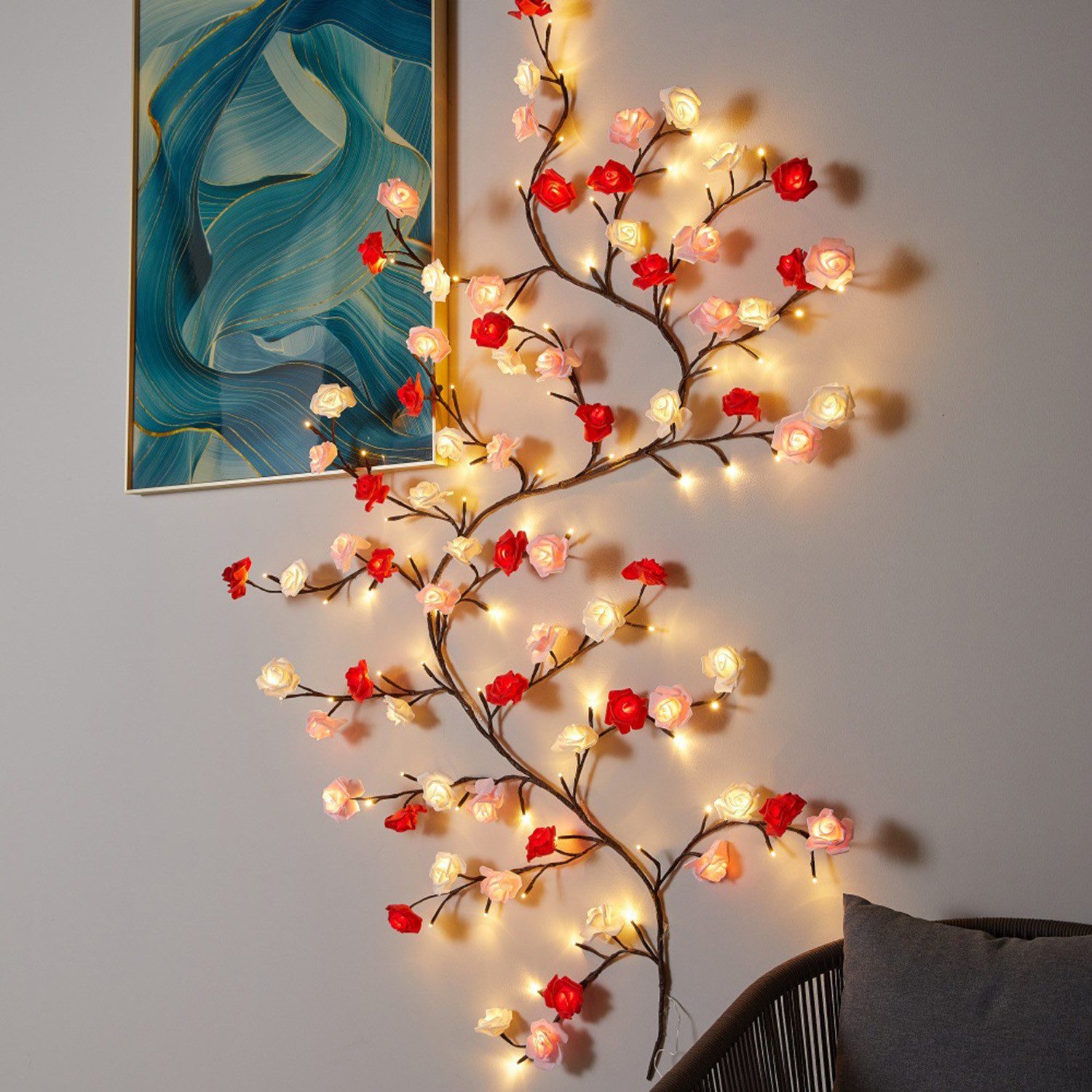 MUPOO Leuchtzweig LED-Dekolicht,1.8M/2.3M LED Baum Wandleuchte,LED Lichterkette, Willow Vine Baum,Weihnachtsdeko,LED fest integriert,Warmweiß