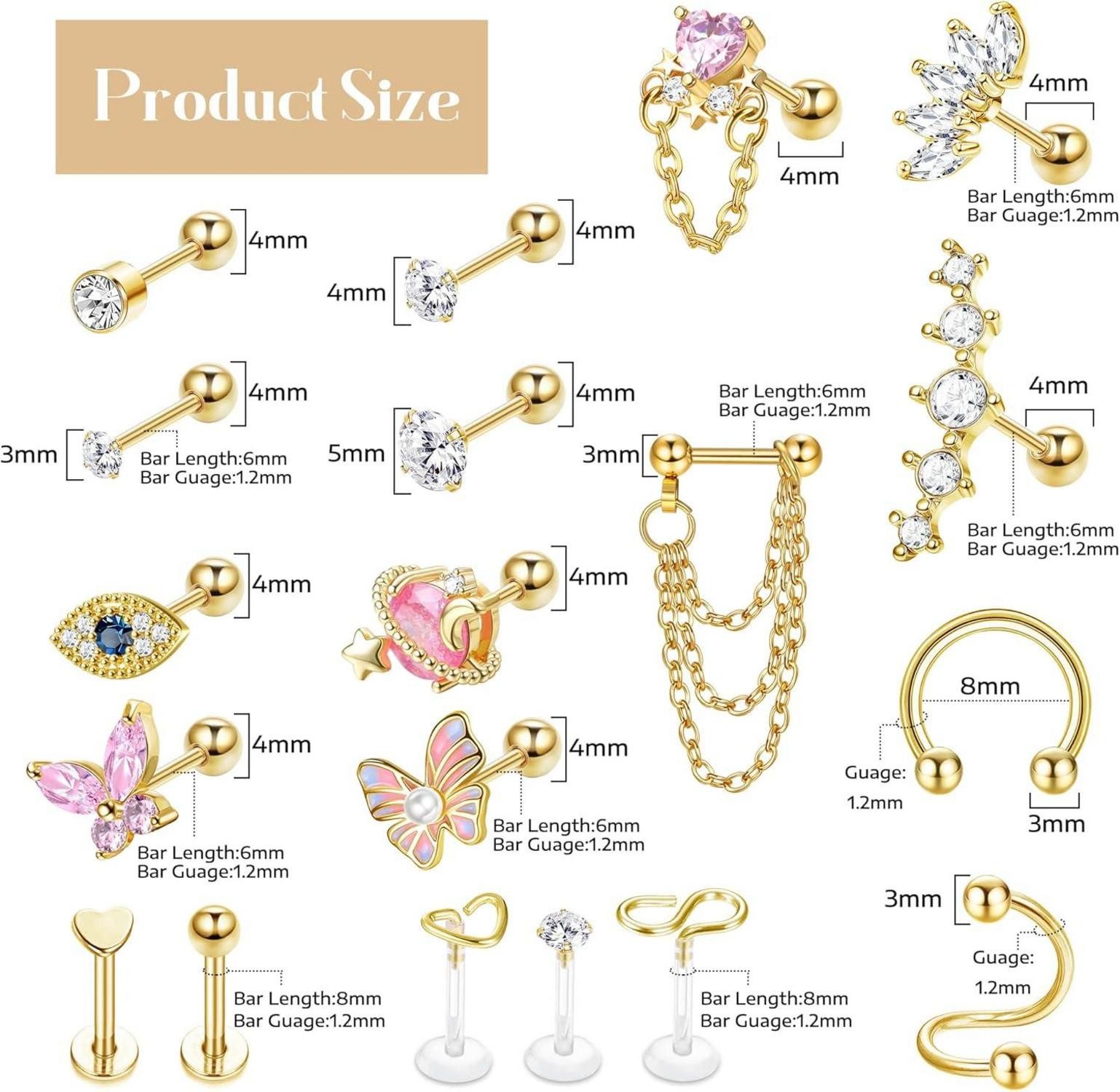 LuxusKollektion Schmuckset 27 Stück 16G Chirurgenstahl günstig online kaufen