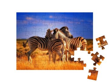 puzzleYOU Puzzle Drei Zebras machen eine Pause, 48 Puzzleteile, puzzleYOU-Kollektionen Zebras, Tiere in Savanne & Wüste
