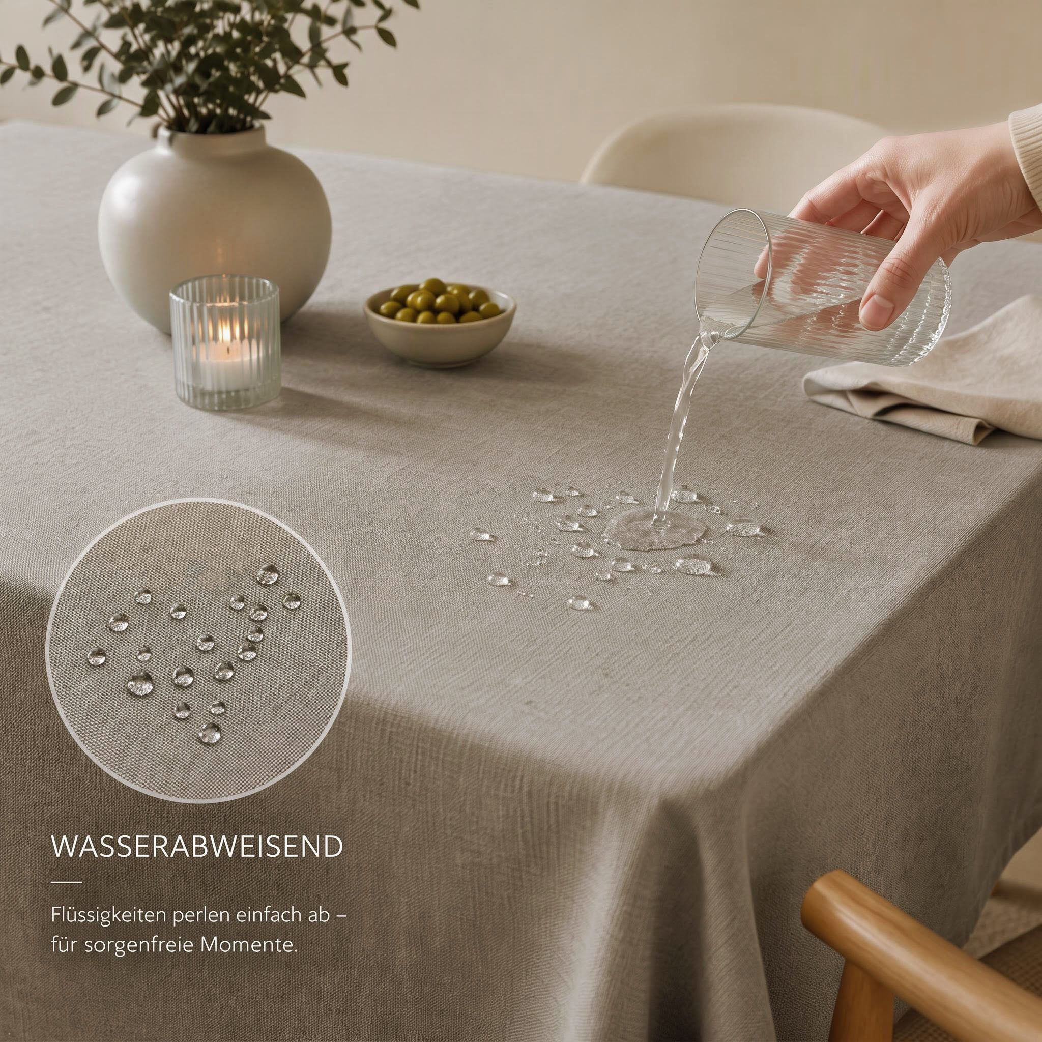 OTTO home Tischdecke Josée, wasserabweisend, in eckig & rund (Packung 1-tlg), strukturiert, Leinenoptik, uni,wasserabweisend, pflegeleicht, Deko