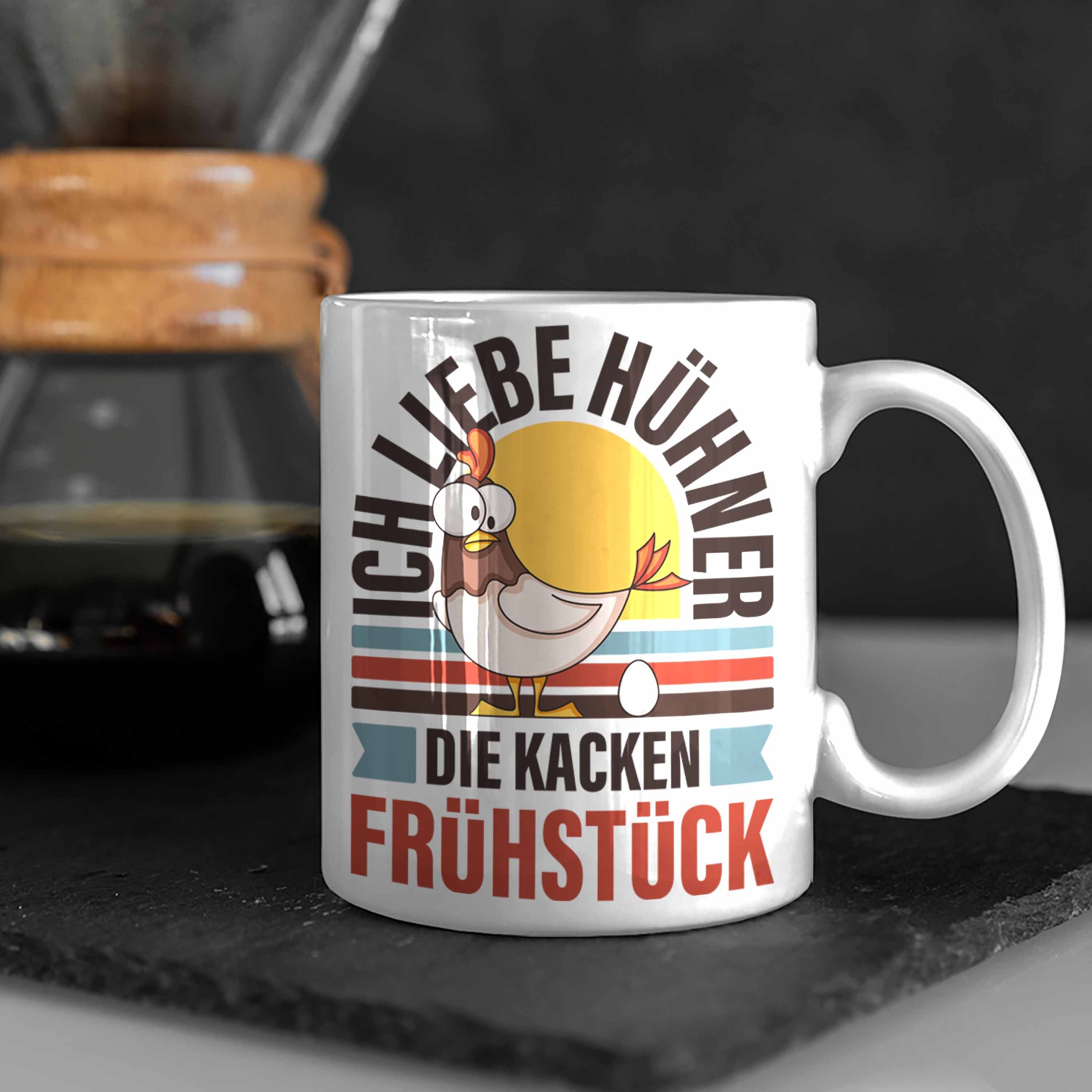 Kaffeetasse Hühner weiss mit Spruch - Lustige Tasse mit Trendation Hühner Trendation Sprüchen Die Ich Kacken Liebe Tasse Frühstück