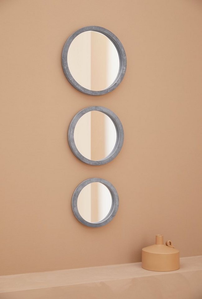 LeGer Home by Lena Gercke Dekospiegel Moana (3-St), Wandspiegel, rund,  verschiedene Größen, Maße (Ø/T): 25/3 cm, 3/3 cm und 35/3 cm