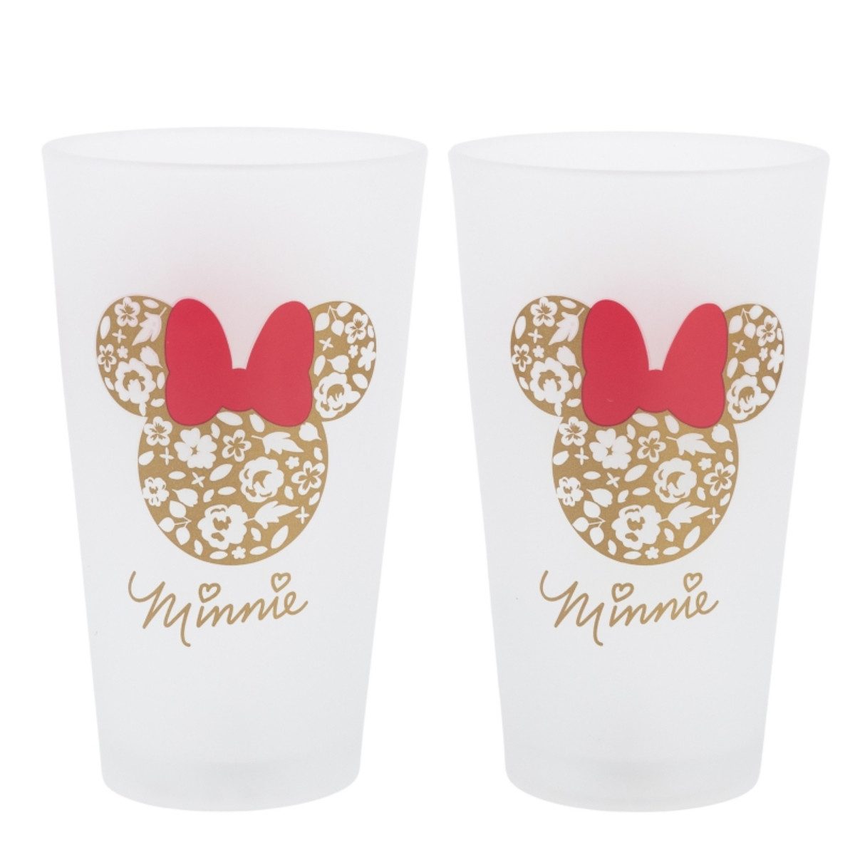 Storline Gläser-Set Minnie Mouse Vintage Gläser Set 2-teilig 490ml Disney Trinkgläser, Glas