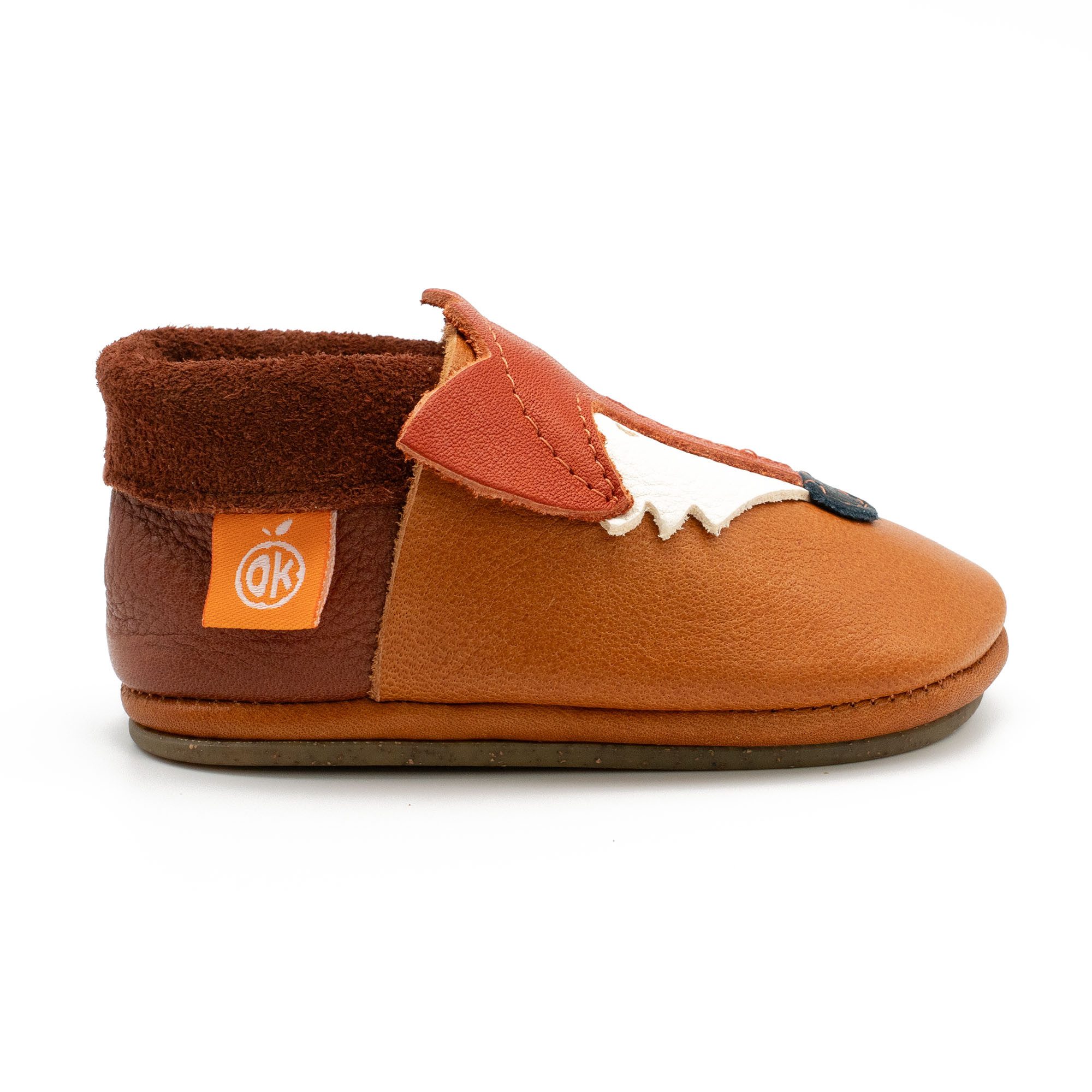 Orangenkinder® Kindergarten Schuhe Fuchs mit Gummi Sohle Barfußschuh pflanzlich gegerbtes Leder, Made in Germany, Kindergartenschuh