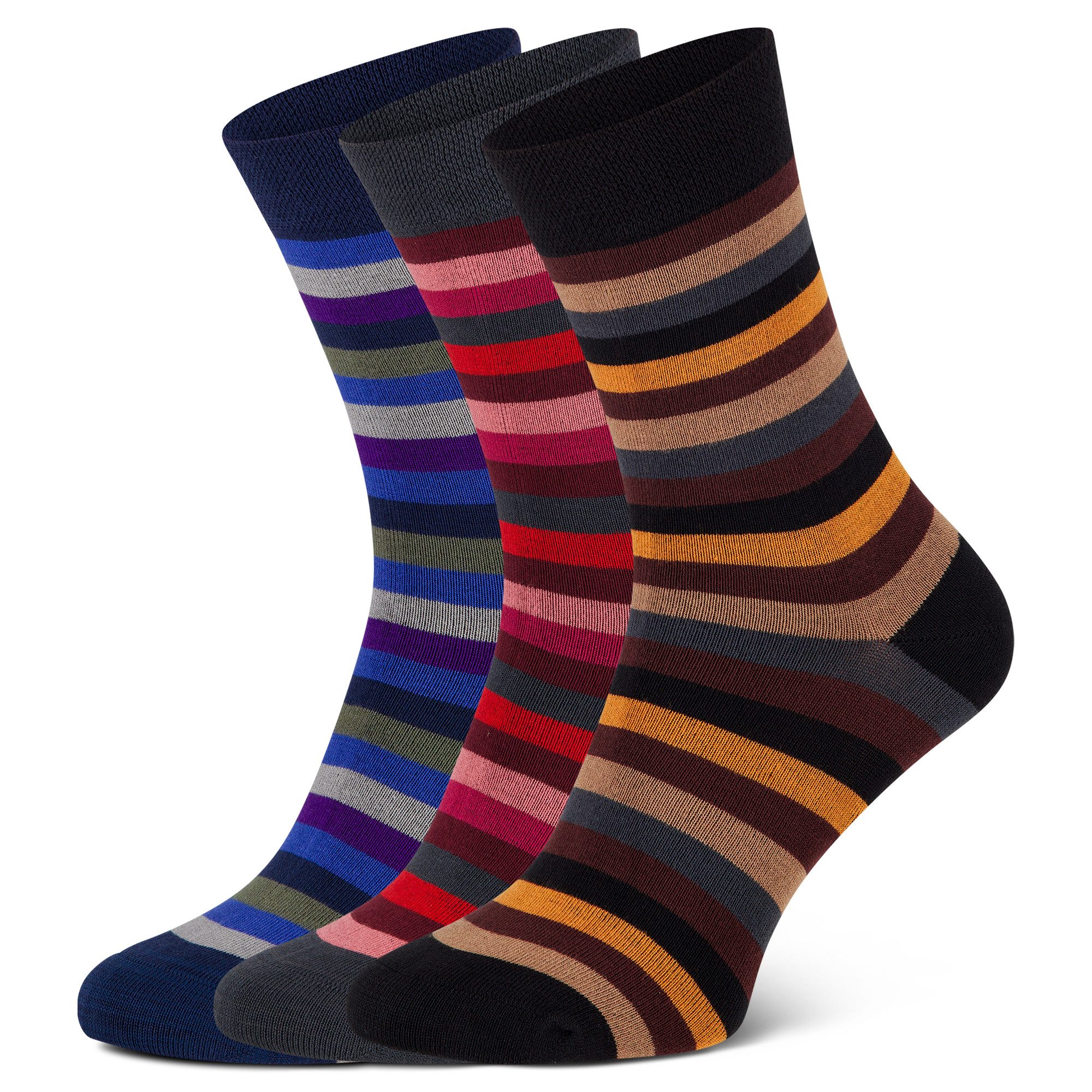 footart Basicsocken Bambus Viskose Socken bunte Ringel bamboo:line (3 Paar) Softrand Spitze und Ferse verstärkt