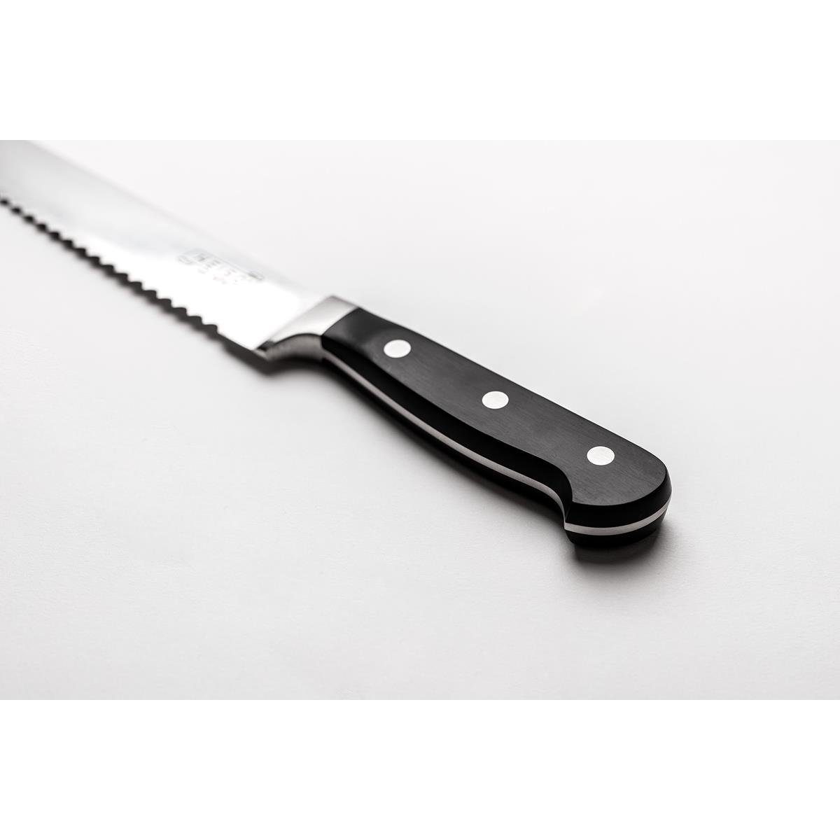 KLAUS GRILLT Damastmesser Brotmesser 20cm Klinge - 33cm Gesamtlänge - Sägeklinge