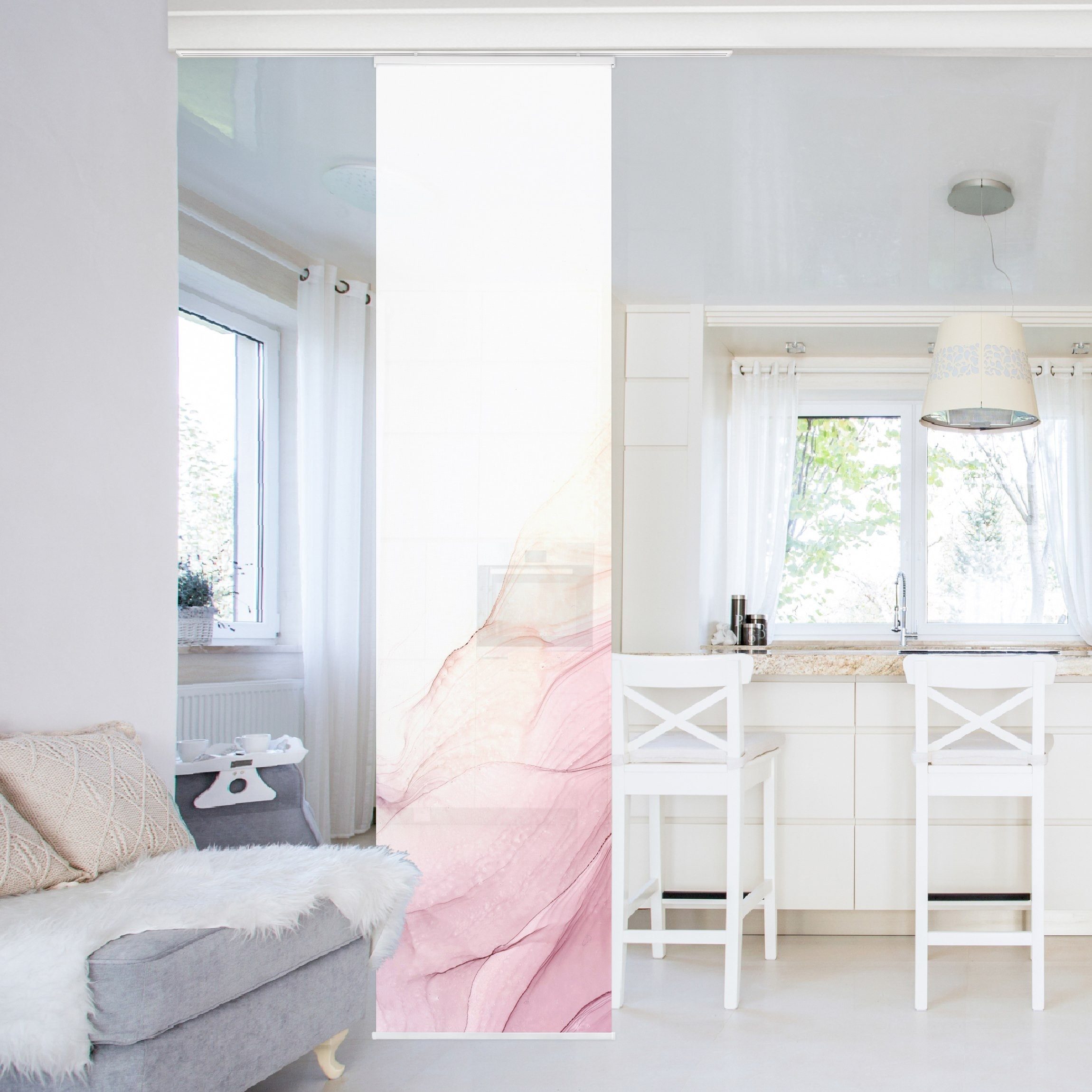 Bilderdepot24 Schiebegardine modern Flächenvorhang blickdicht Meliertes Ziegelrot (1 St), halbtransparent, Wohnzimmer große Flächengardine lichtdurchlässig für Klemm-System