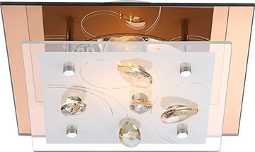 etc-shop LED Deckenleuchte, Leuchtmittel inklusive, Warmweiß, Decken Leuchte Esszimmer Küche Kristall Amber Glas Lampe-
