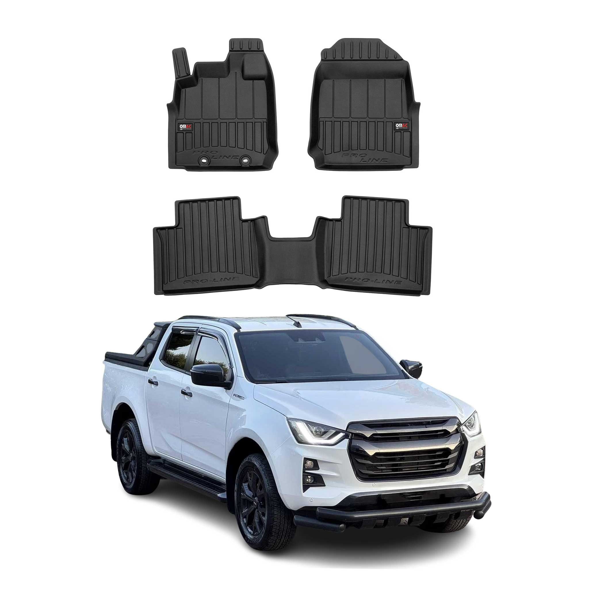 OMAC Auto-Fußmatten für Isuzu D-Max Erweiterte Kabine 2019-2025 Schwarz TPE (3 St), für Isuzu D-Max Erweiterte Kabine 2019-2025 Isuzu D-Max Erweiterte Kabine 2019-2025, Antirutsch,Wasserfest,Einfache Installation