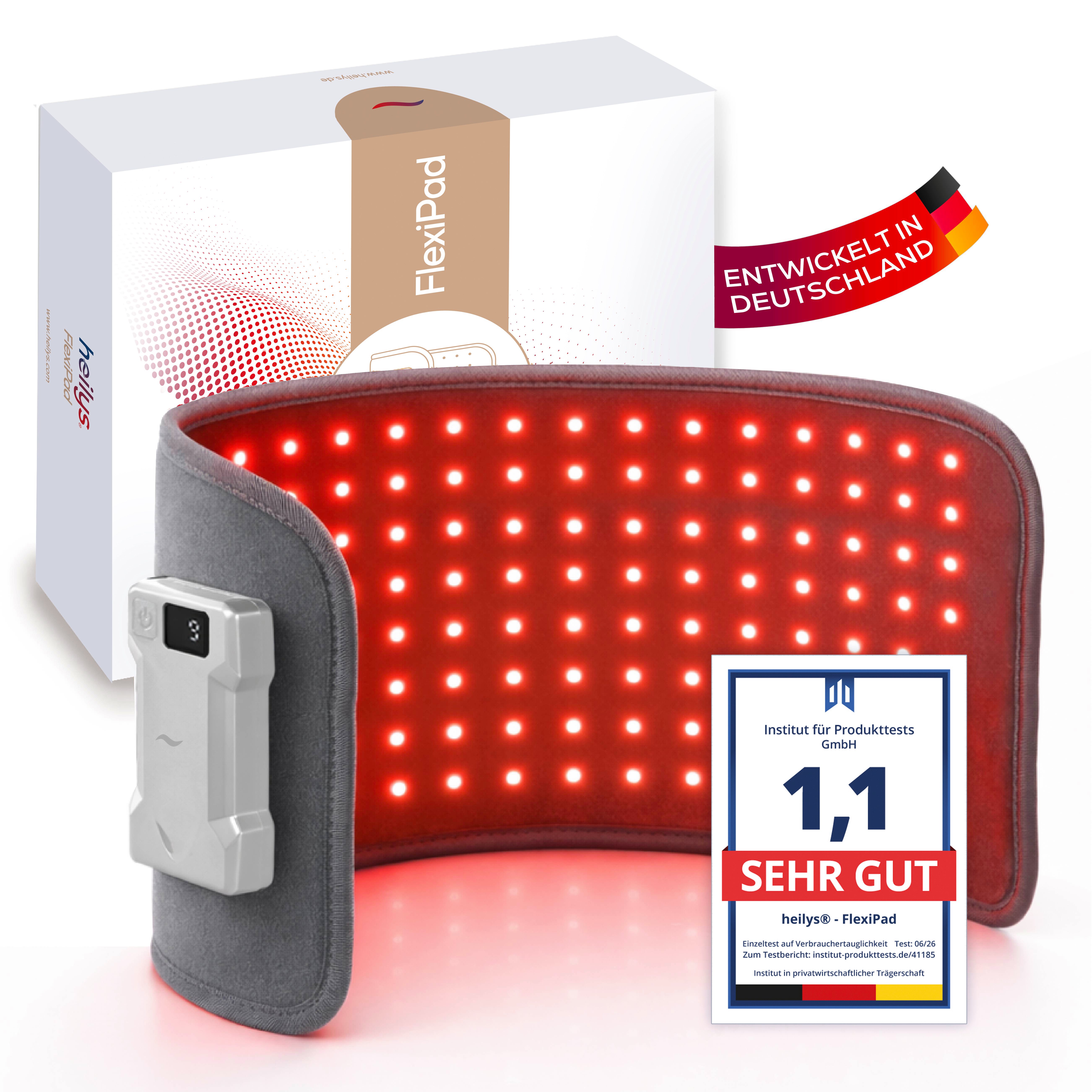 heilys® Infrarotlampe heilys® FlexiPad, kabellos, flexibel, Infrarot & Rotlicht für Rücken, Muskeln & Gelenke