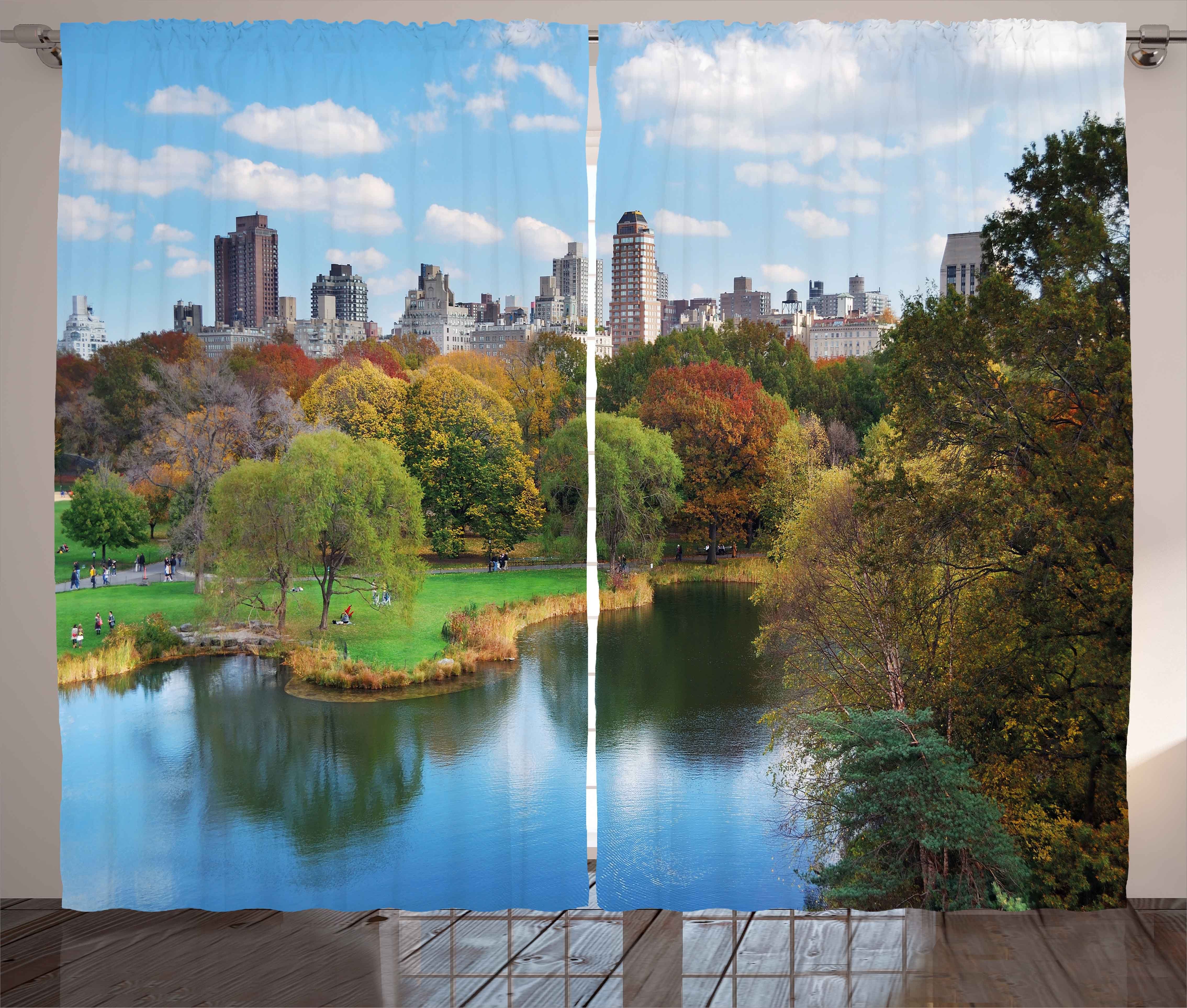 Gardine Schlafzimmer Kräuselband Vorhang mit Schlaufen und Haken, Abakuhaus, New York Central Park Herbst