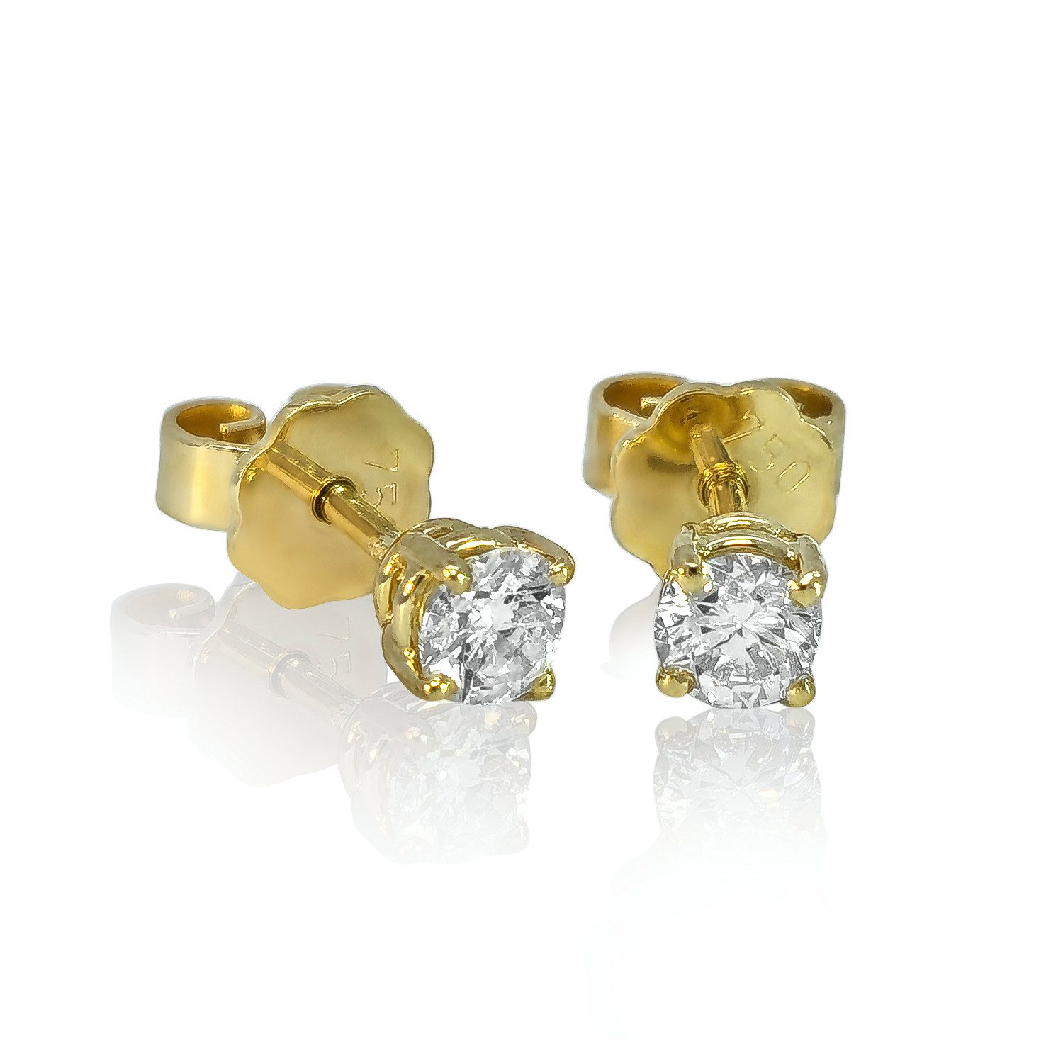 Webgoldschmied Paar Ohrstecker Luxus Diamant-Ohrstecker 750 Gold 0,50 ct F/IF Handgearbeitet, handgearbeitet