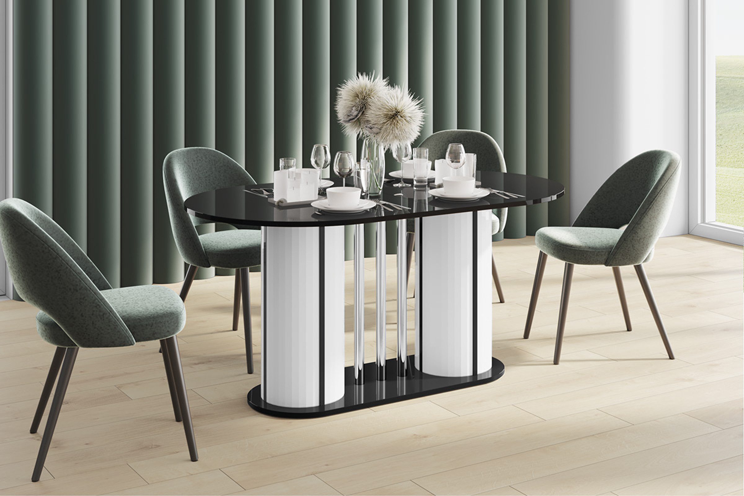 designimpex Esstisch Design Esstisch HCE-111 Oval Hochglanz ausziehbar Tisch Esszimmer rund