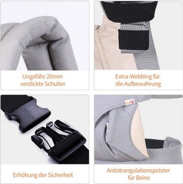 Welikera Rückentrage 4-in-1-Babytrage, ergonomisch mit 4 Tragepositionen, hellgrau