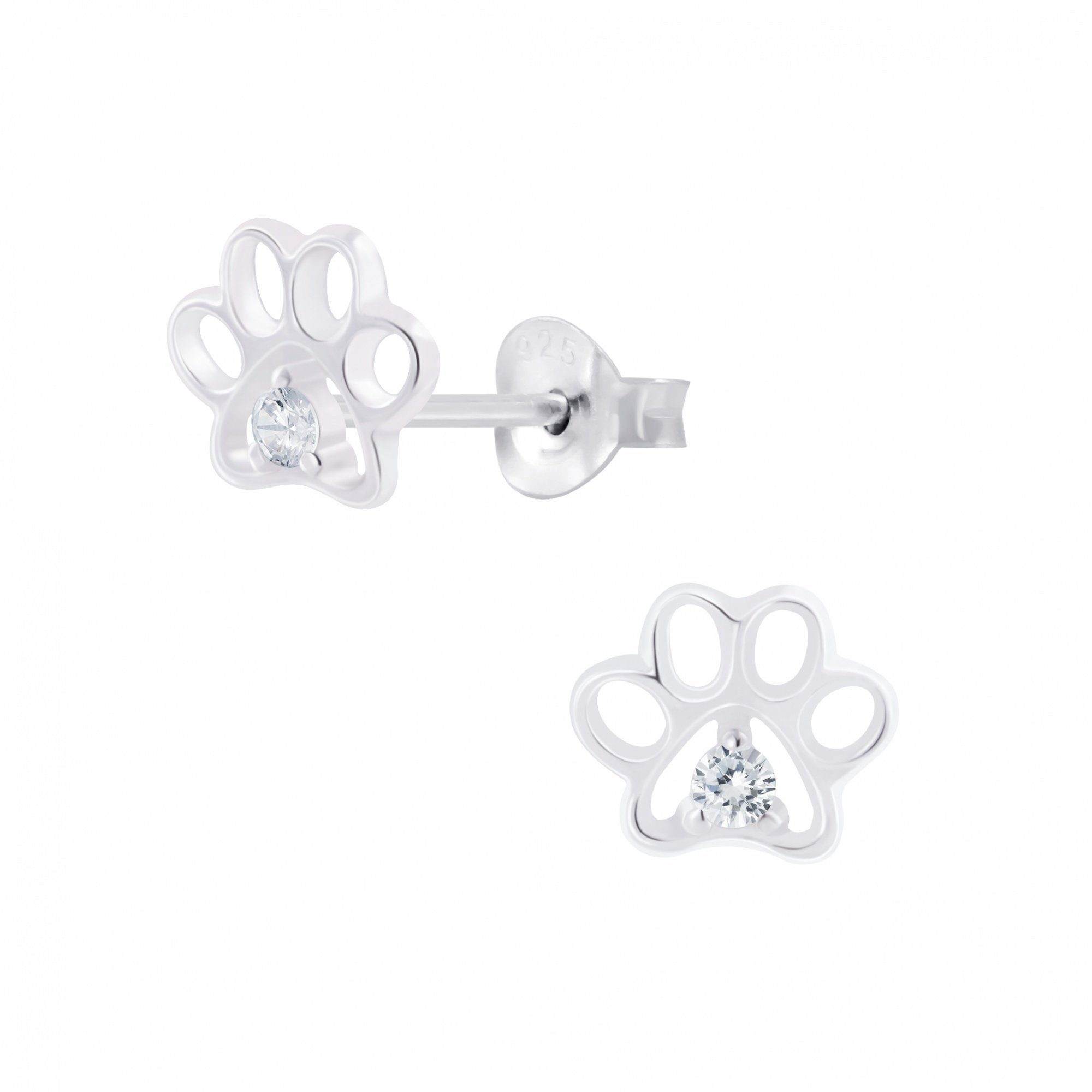 ALEXANDER YORK Paar Ohrstecker PFOTE cut-out Design Zirkonia, 2-tlg. (Ohrstecker), 925 Sterling Silber