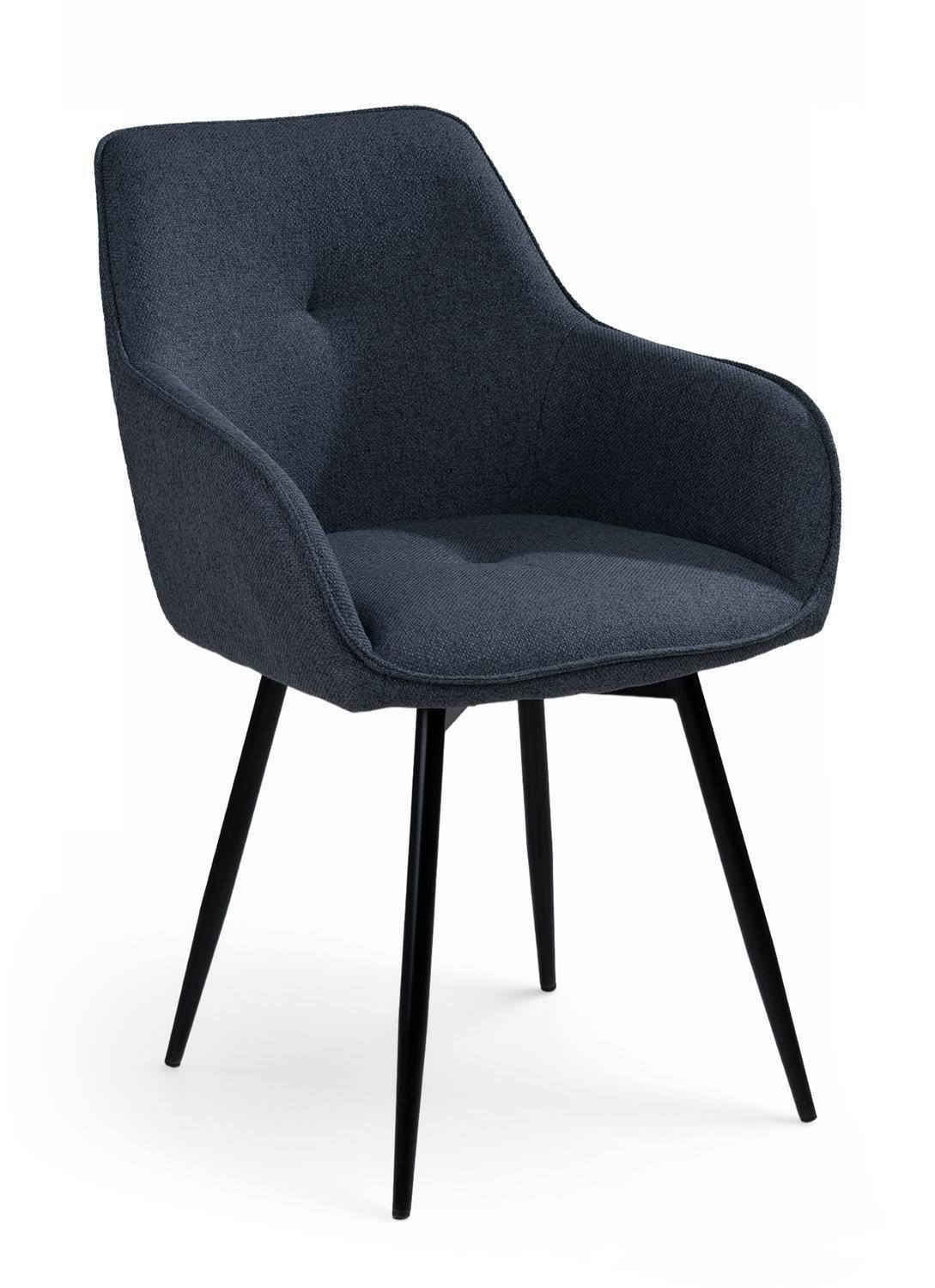 casa NOVA Esszimmerstuhl ALMA, Dunkelgrau, Schwarz, Webstoff, Metall (1 St), 360 Grad drehbar, B 57 x H 85 x T 57 cm