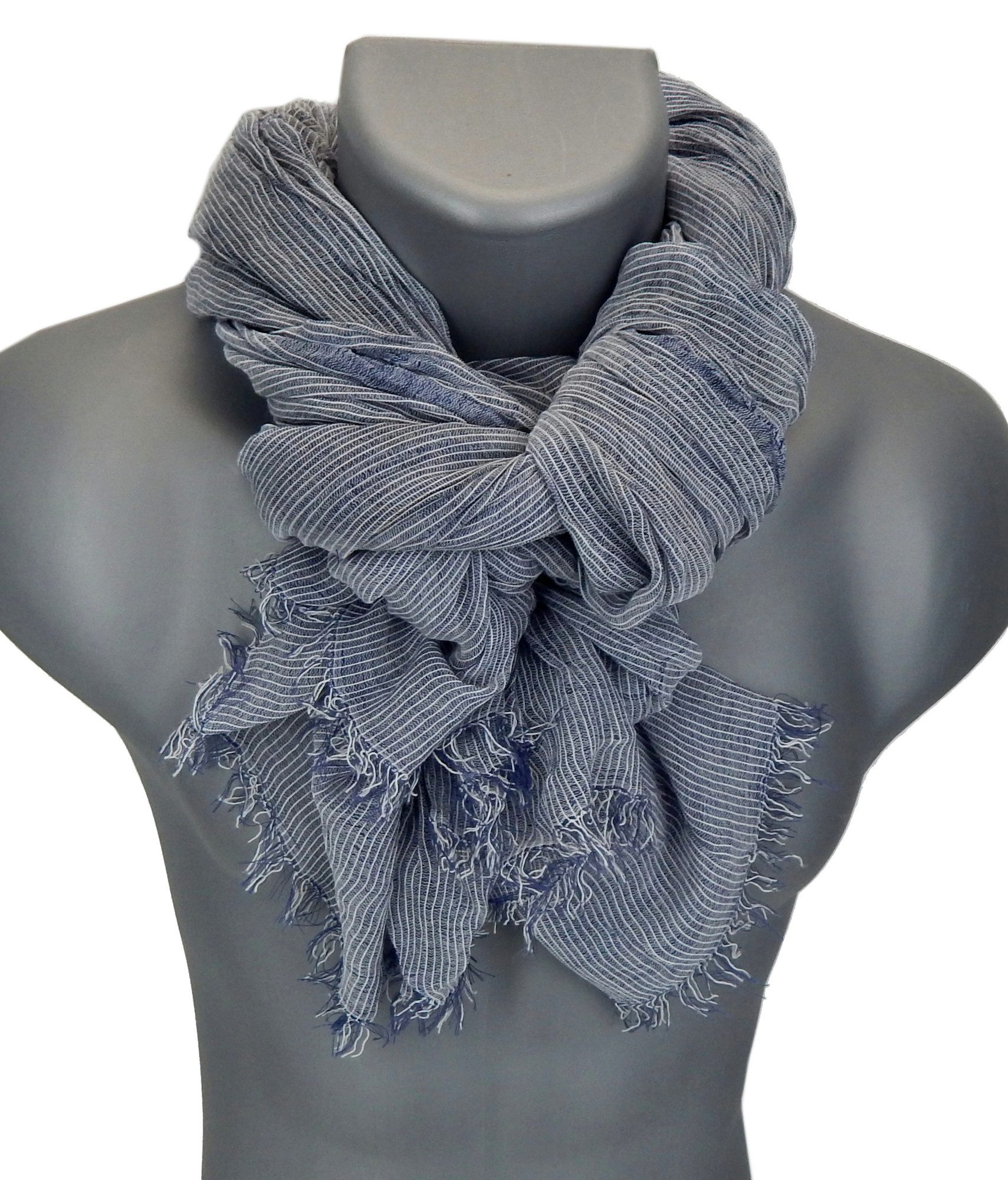 Ella Jonte Modeschal, leichter breiter Herrenschal gestreift – Weiche Baumwolle & Viskose