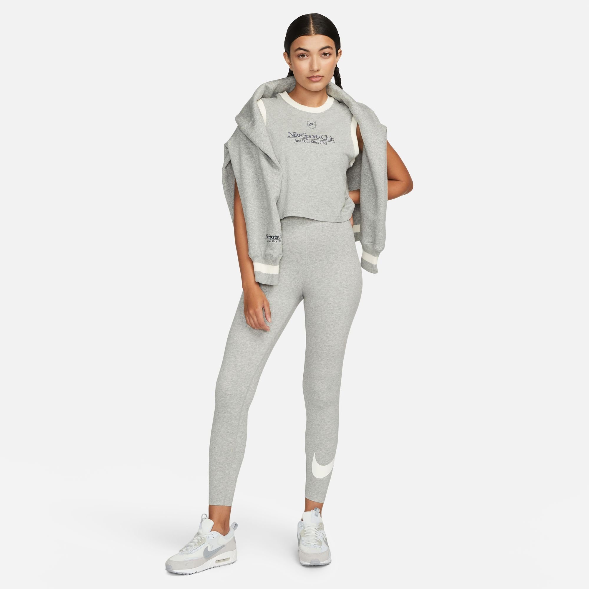 Nike Sportswear Leggings HIGH-WAISTED GRAPHIC LEGGINGS HEATHER/SAIL WOMEN'S CLASSICS GREY DK