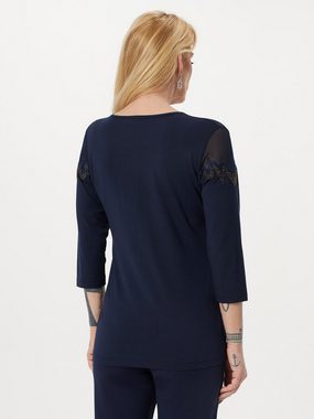 Sarah Kern 3/4-Arm-Shirt Blusenshirt figurbetont mit Mesheinsatz