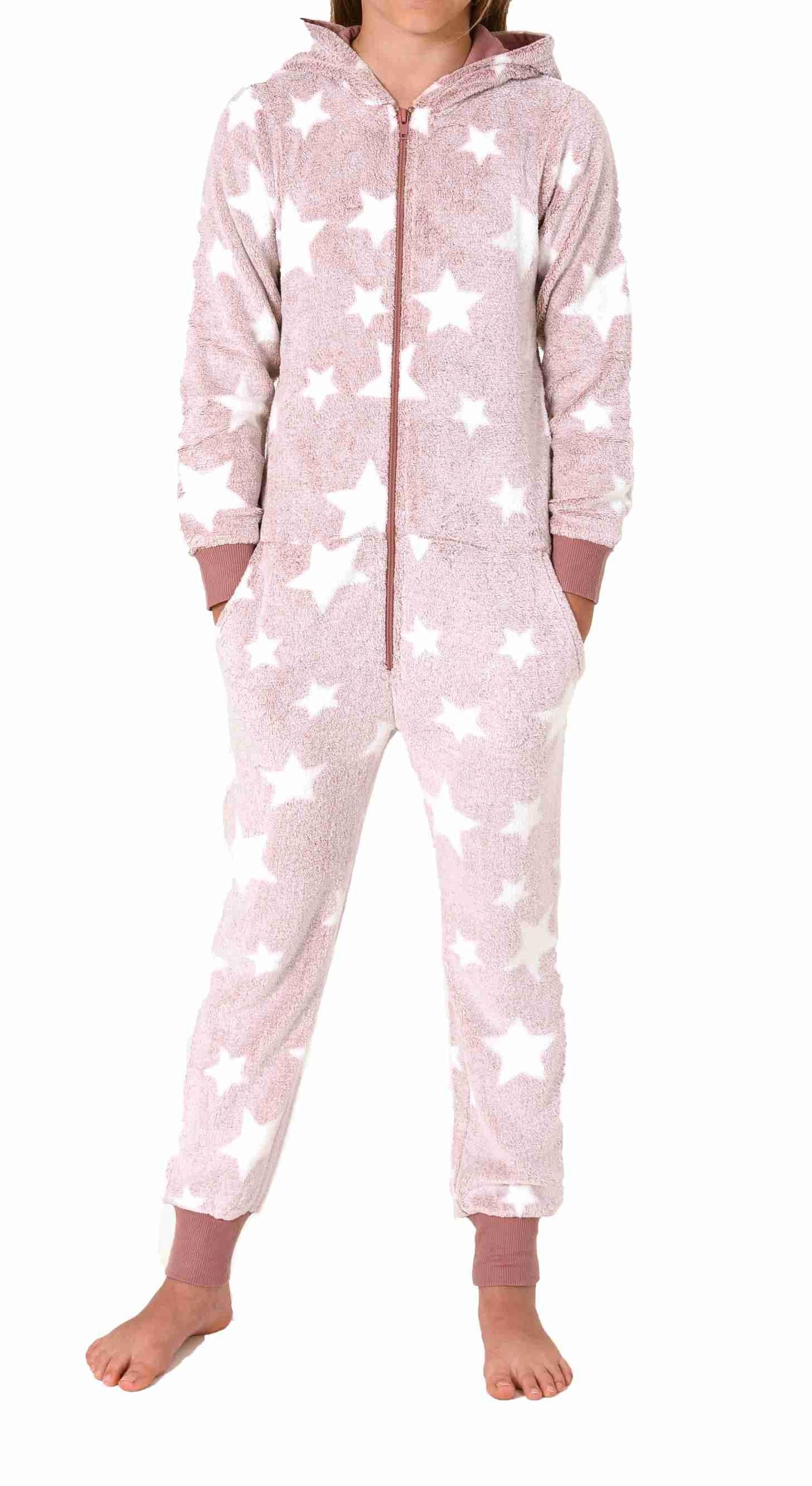 Normann Pyjama Mädchen Schlafanzug Jumpsuit Overall in Sterneoptik