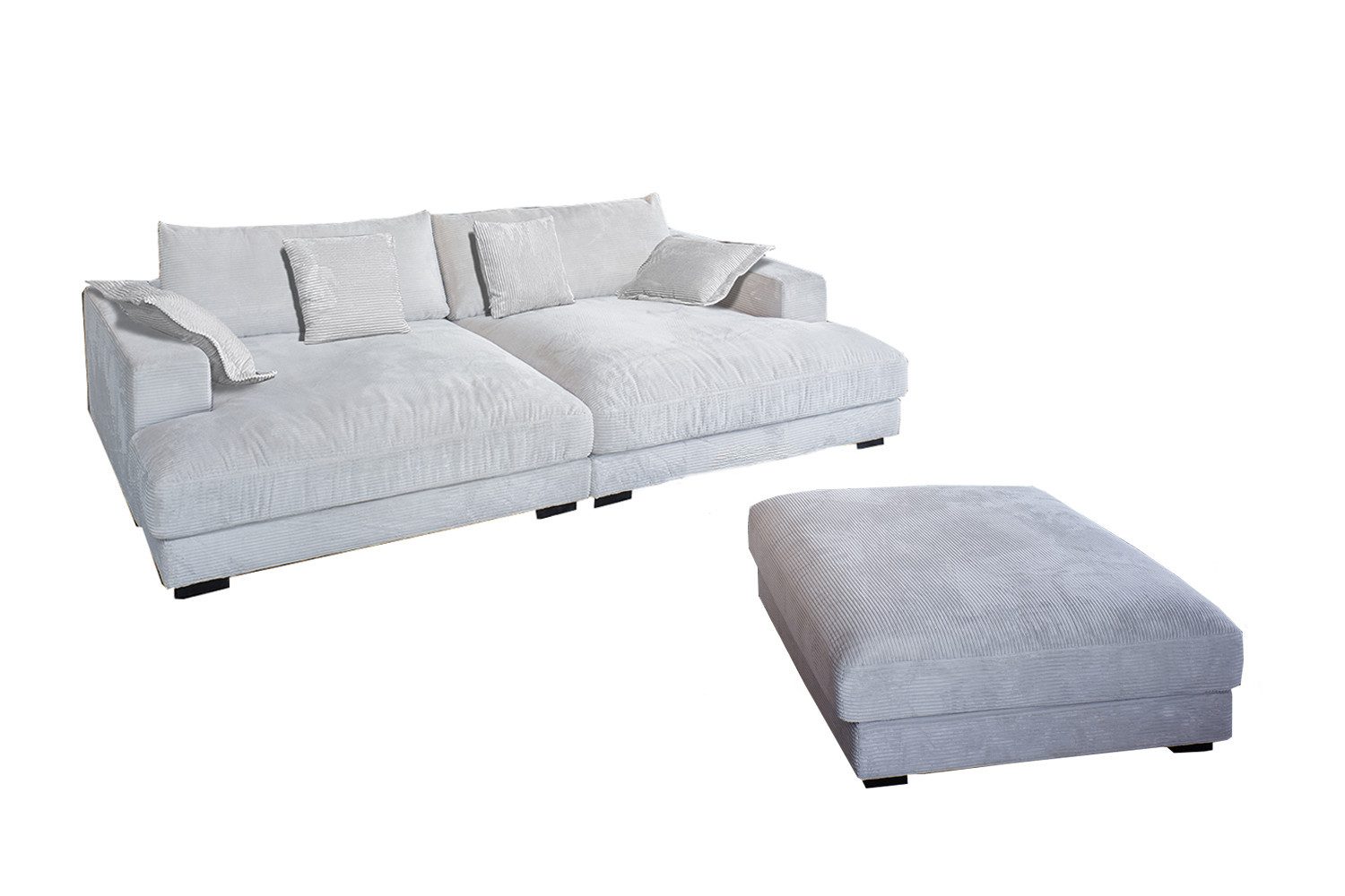 KAWOLA Big-Sofa MADELINE, Couch mit Hocker und 4 Zierkissen Cord verschiede günstig online kaufen