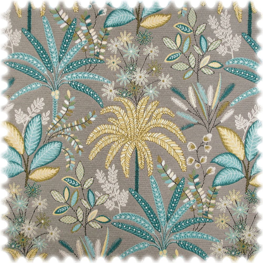Heiro Stoff Jacquard Flachgewebe Möbelstoff Palmera Grau, Polsterstoff Meterware - Breite:140 cm