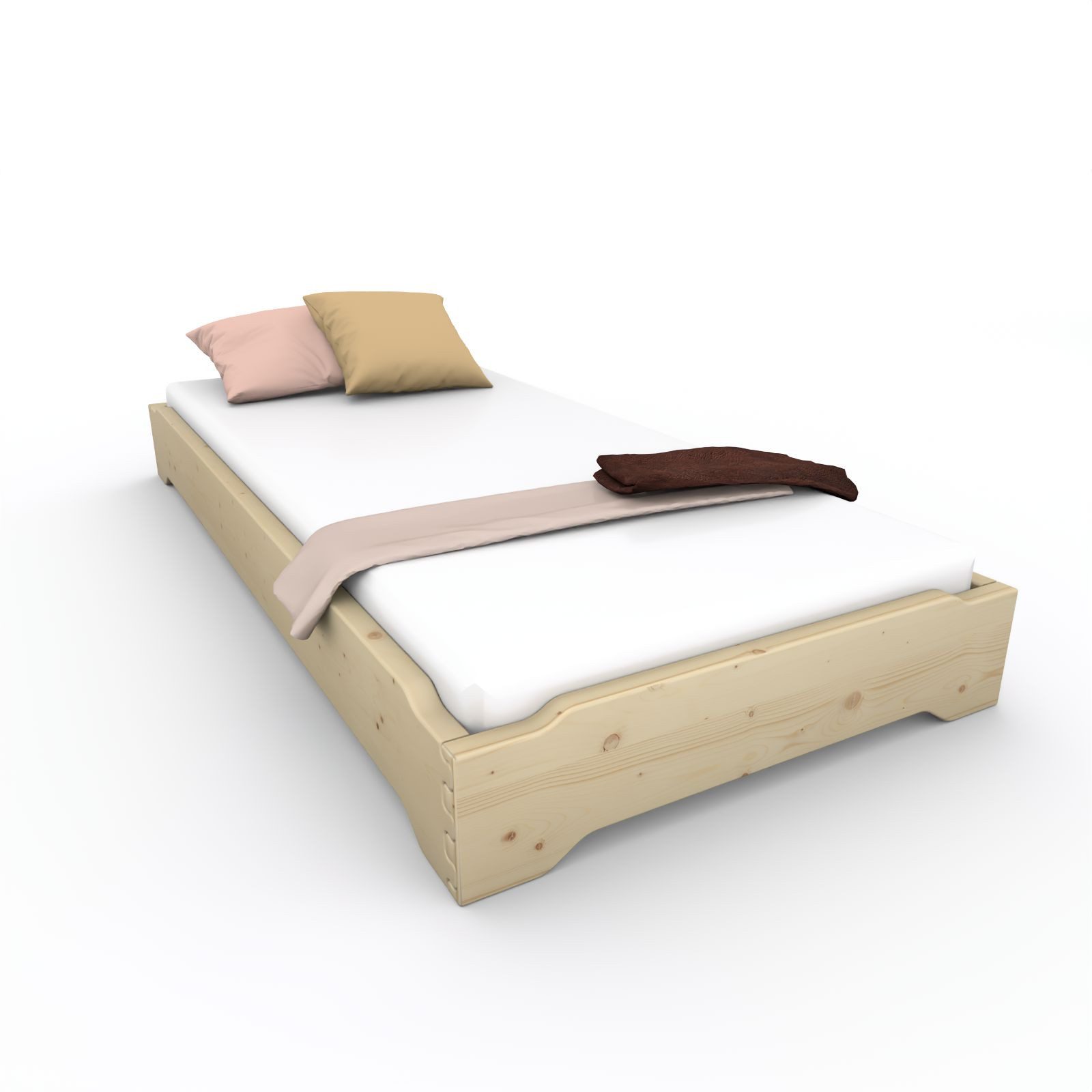 TUGA-Holztech Massivholzbett Stapelbett Holzbett Vollholzbett 80x200cm 23cm Gästebett Jugendbett, Breite: 70 80 90 100 120cm Lange: 200 220cm Höhe: 23 27 33cm Stapelbar