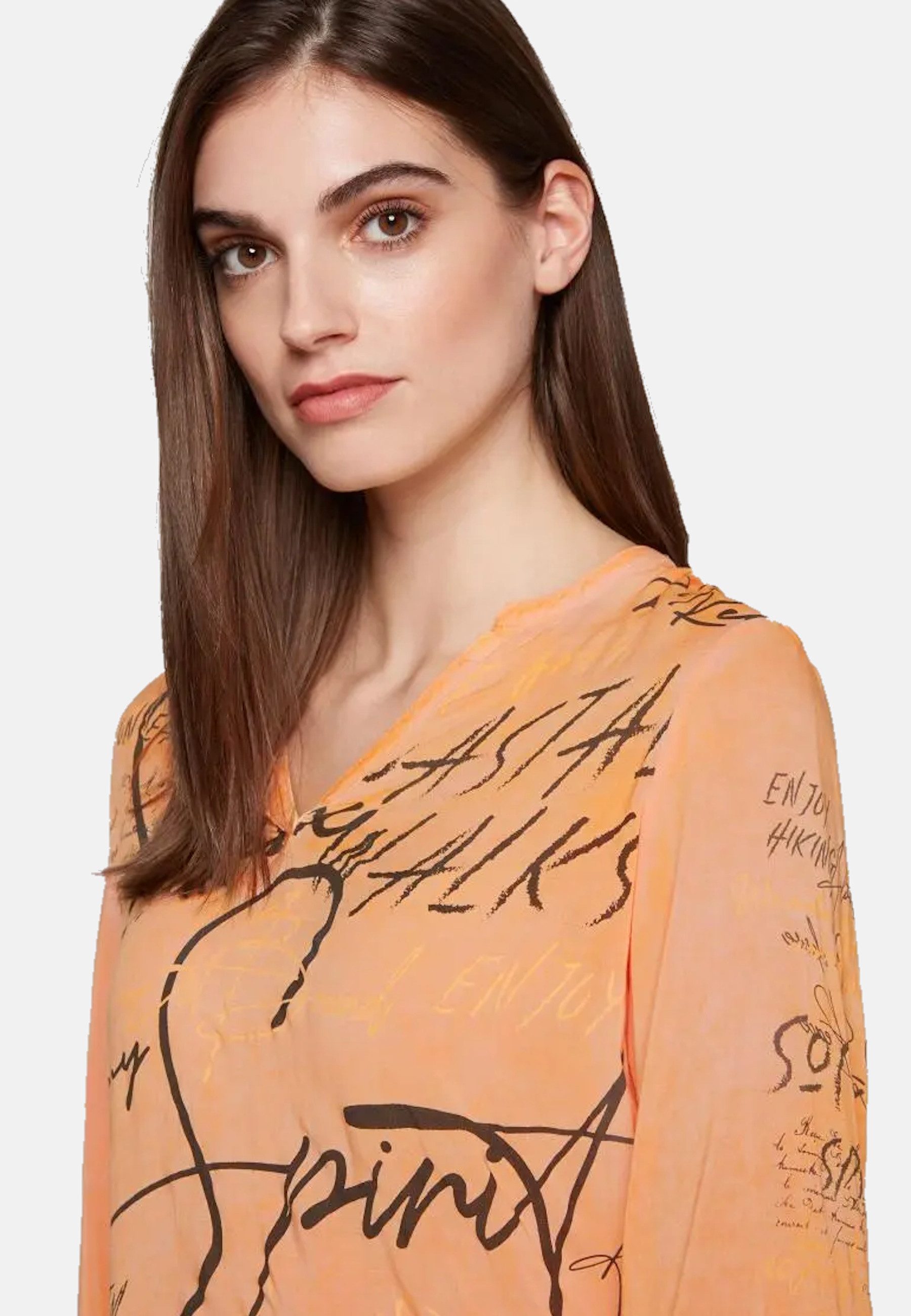 SOCCX Kurzarmbluse Bluse WANDERLUST Tunikabluse mit 3/4 Ärmeln (1-tlg) günstig online kaufen