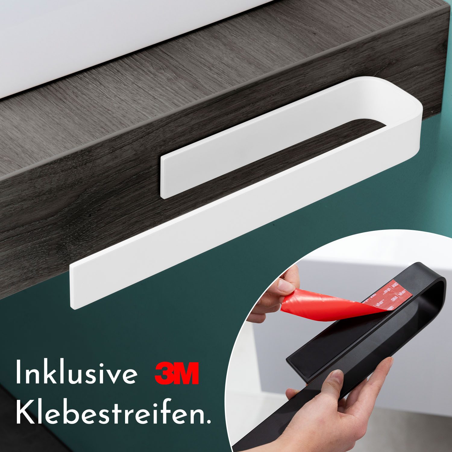 Bürstenking Handtuchhalter selbstklebend ohne Bohren 33/39 cm – Klebemontage, Aluminium, 3M-Kleber - Profikleber für starken Halt – Bild 4 von 5